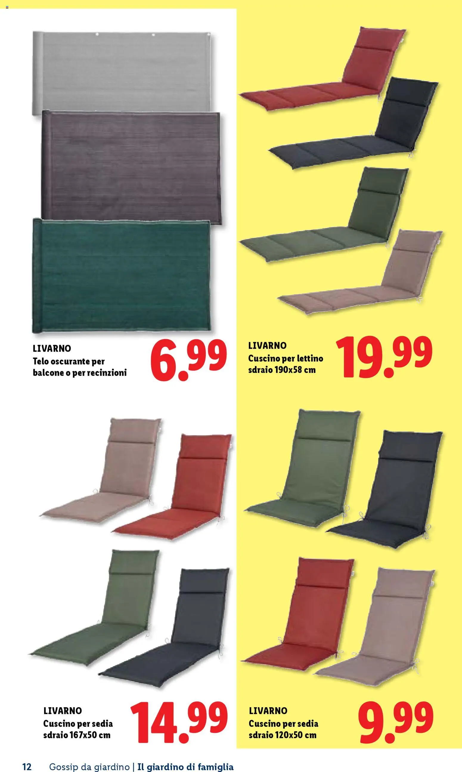 Volantino Lidl del 23.04.2026 | Pagina: 12 | Prodotti: Sedia sdraio, Sdraio, Lettino, Sedia