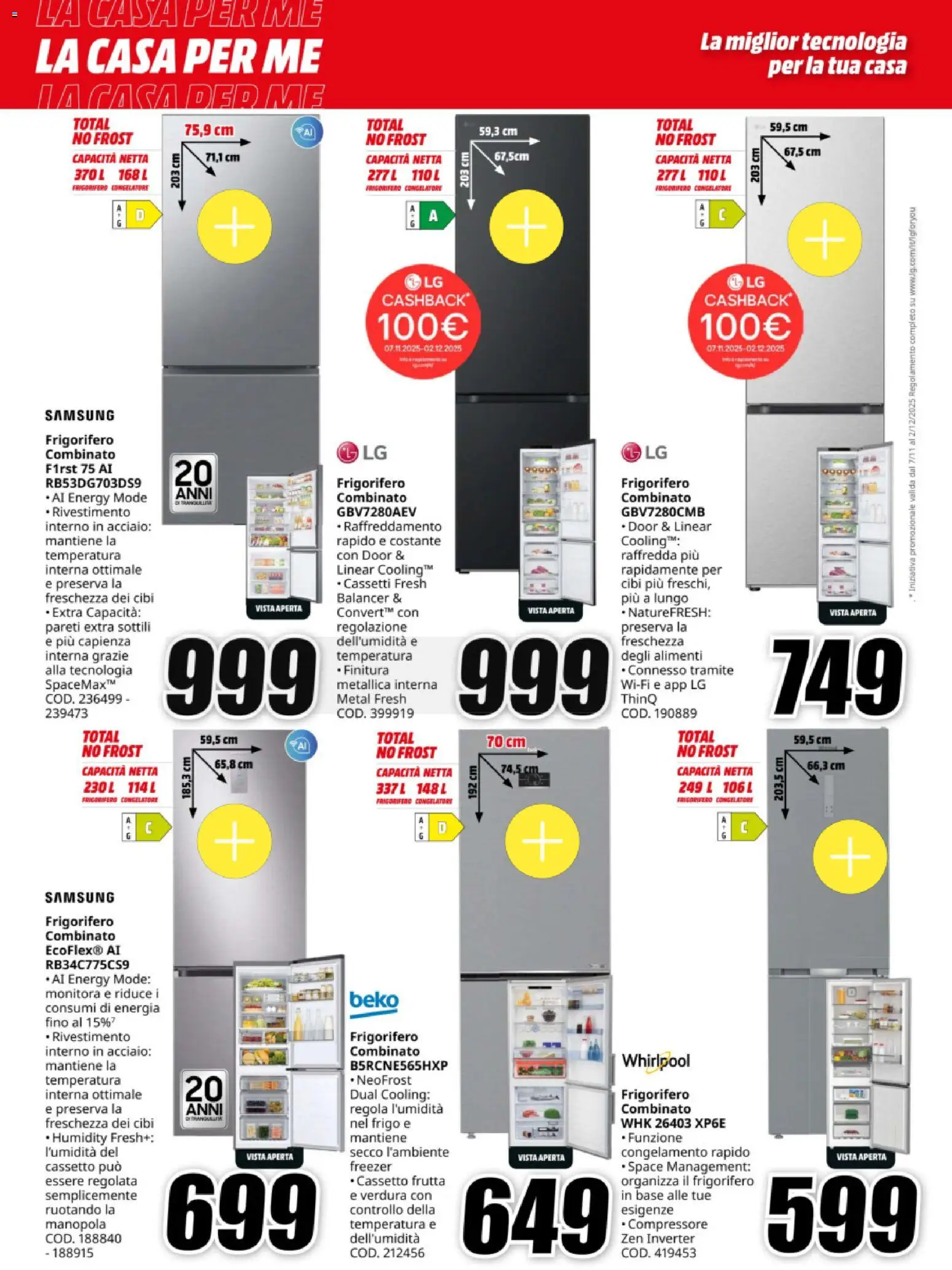 Volantino Media World del 12.11.2025 | Pagina: 8 | Prodotti: Compressore, Frutta, Freezer, Congelatore