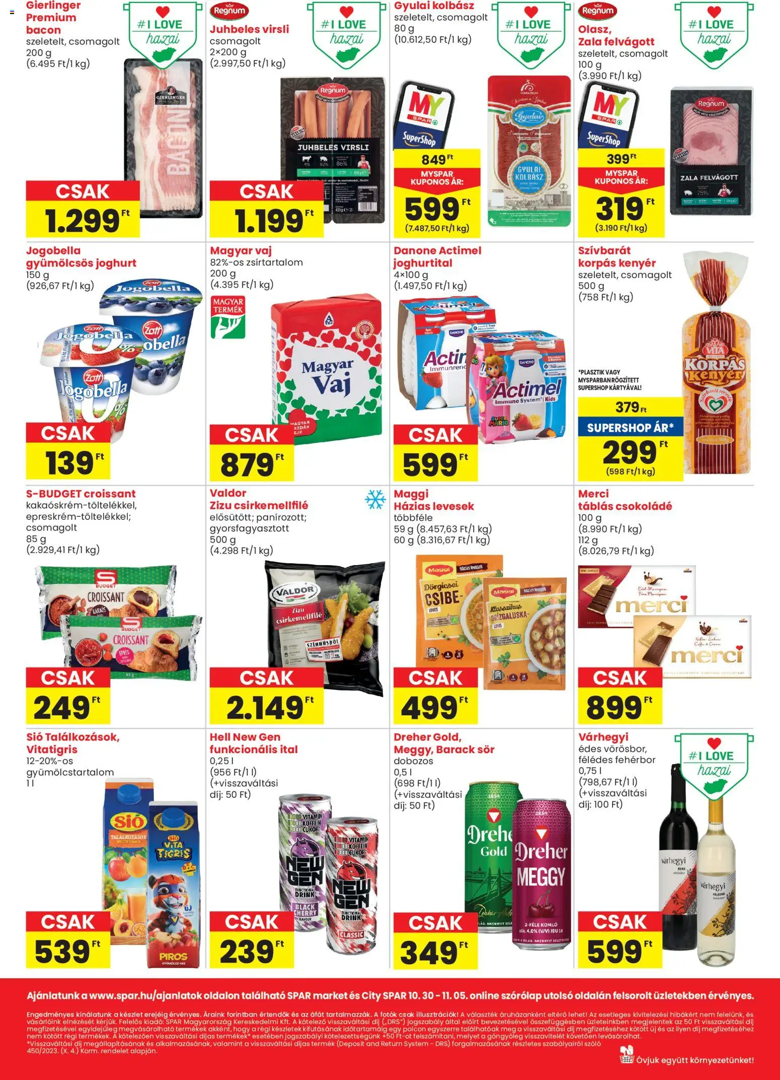 Spar akciós ujság - amely érvényes a következő dátumtól: 30.10.2025 | Oldal: 2 | Termékek: Kolbász, Maggi, Csokoládé, Sör
