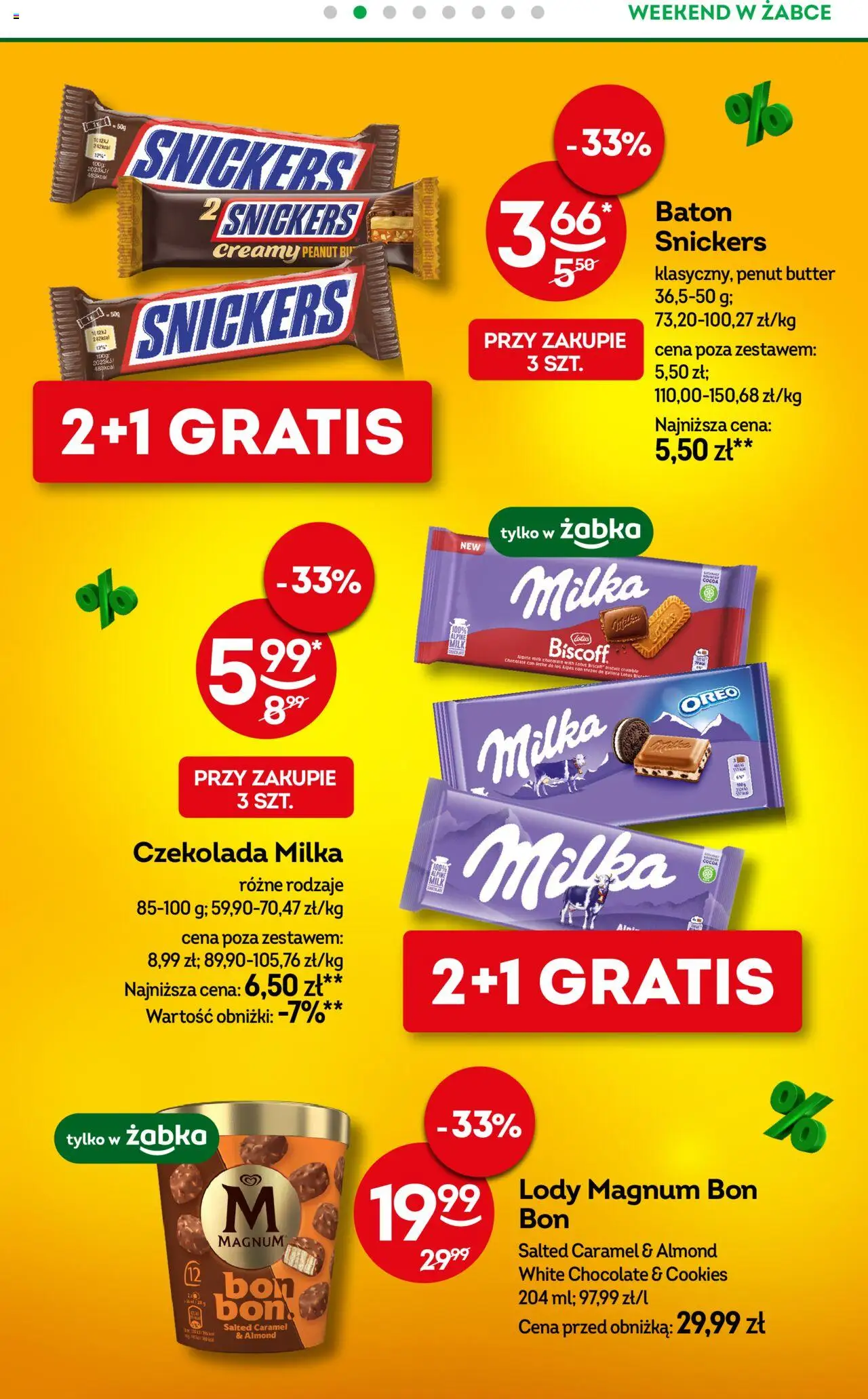 Żabka Gazetka - Weekendowe promocje od 22.08.2025 | Strona: 3 | Produkty: Czekolada milka, Milka, Baton, Lody