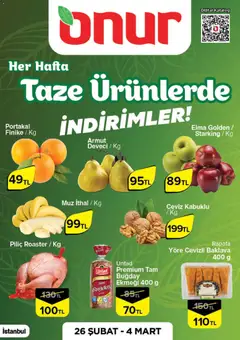 26.02.2026 tarihinden itibaren geçerli olan Onur Market kataloğu önizlemesi