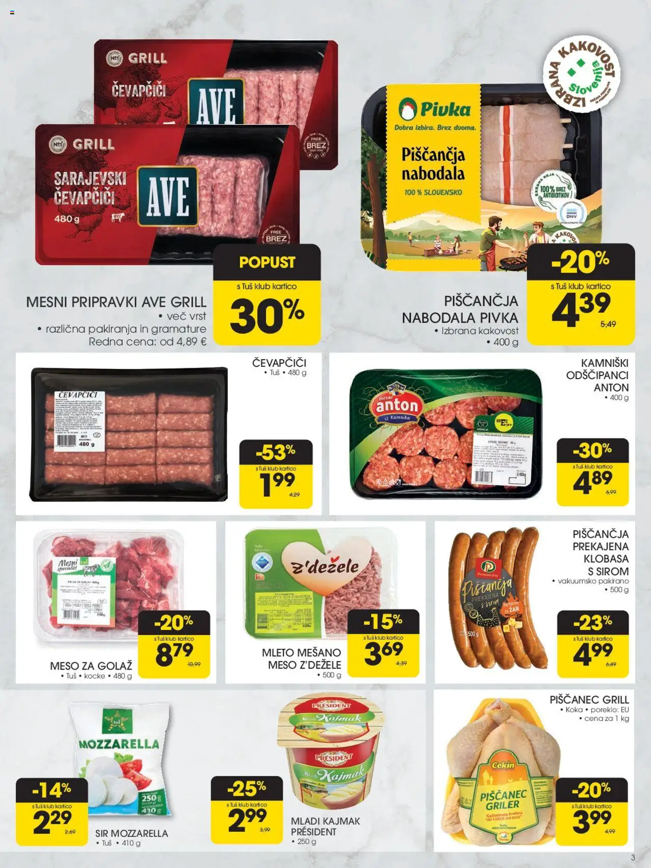 Tuš katalog │ velja od 27.08.2025 | Stran: 3 | Izdelki: Čevapčiči, Zar, Kajmak, Grill