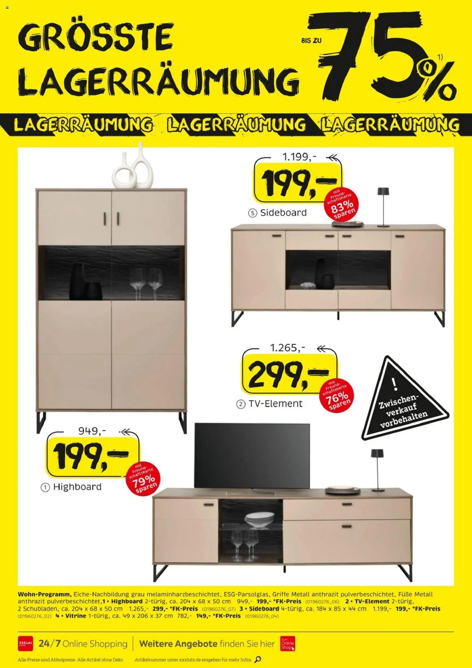 XXXL Lutz - Größte Lagerräumungsverkauf – gültig ab 09.11.2025 | Seite: 12 | Produkte: Sideboard, HIghboard
