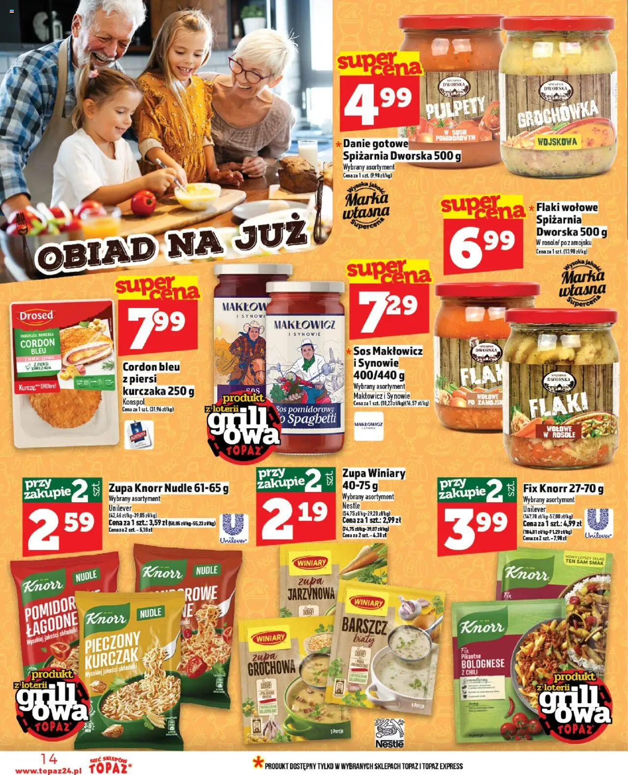 Topaz Gazetka MAZ od 05.06.2025 | Strona: 14 | Produkty: Barszcz, Piersi, Szynka, Sos