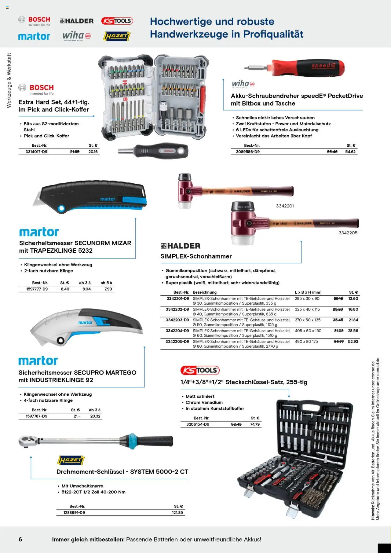 Conrad - Markenkatalog - gültig ab dem 25.08.2025 | Seite: 8 | Produkte: Bosch, Tasche, Batterien