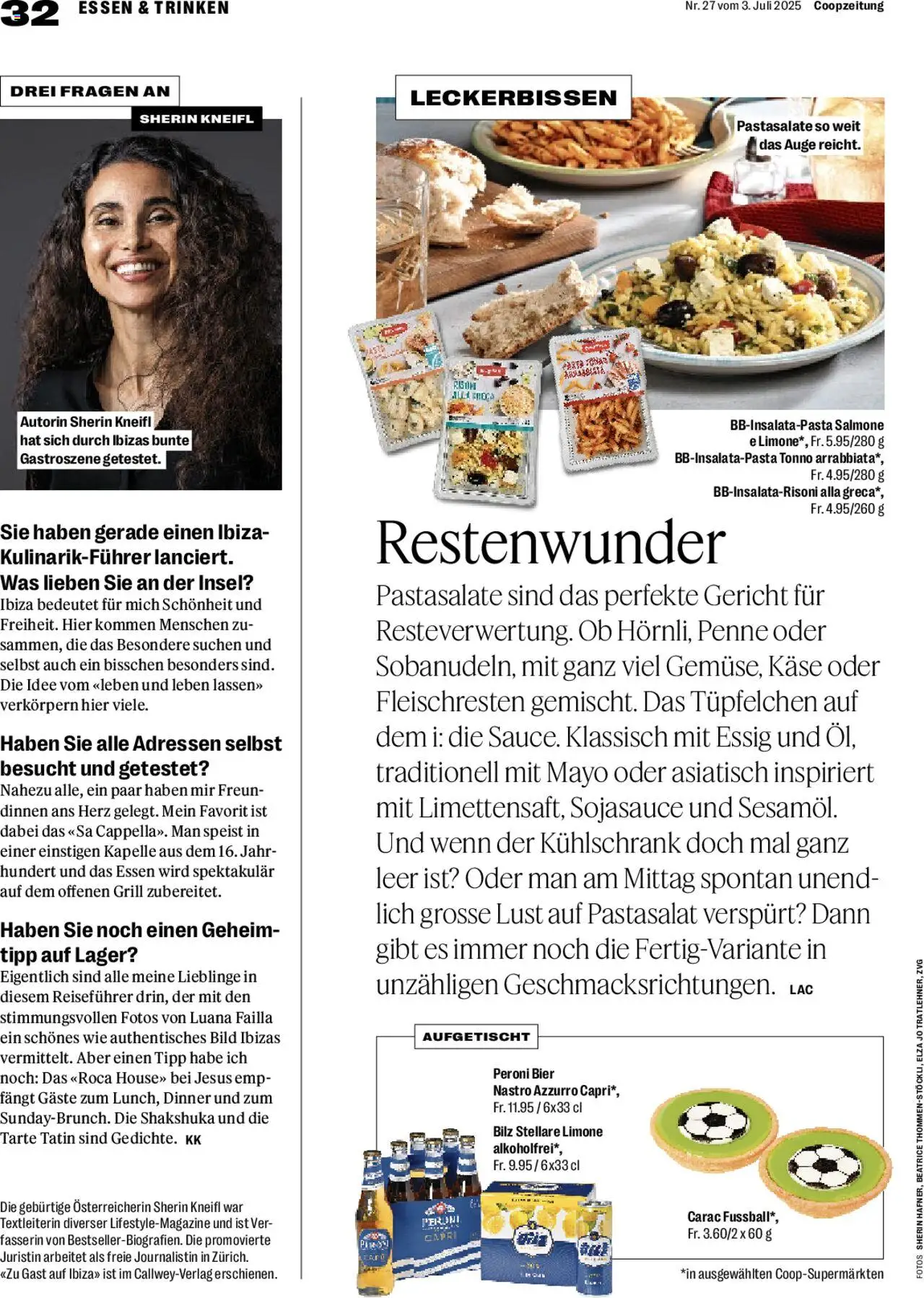 Coop Magazin ab 03.07.2025 | Seite: 32 | Produkte: Fußball, Käse, Bier, Kühlschrank