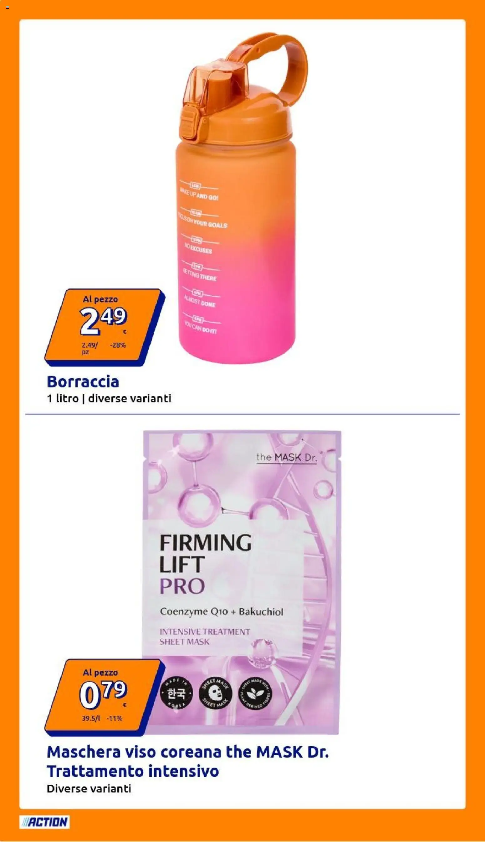 Volantino Action del 25.03.2026 | Pagina: 6 | Prodotti: Maschera, Maschera viso, The, Borraccia