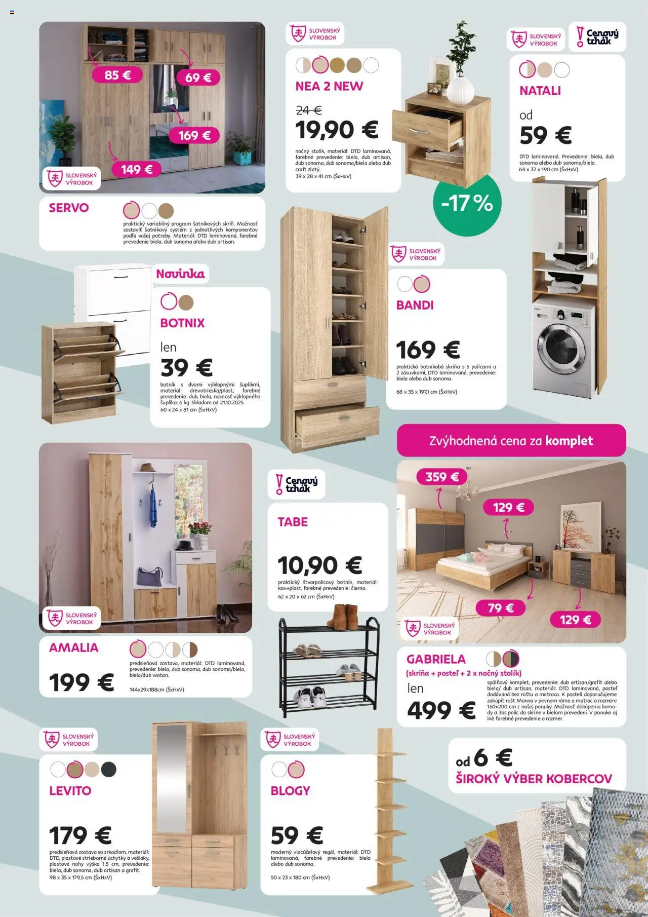 Nové Kondela akcie – leták je platný od 15.10.2025 | Strana: 7 | Produkty: Matrac, Posteľ, Skriňa, Predsieňová zostava