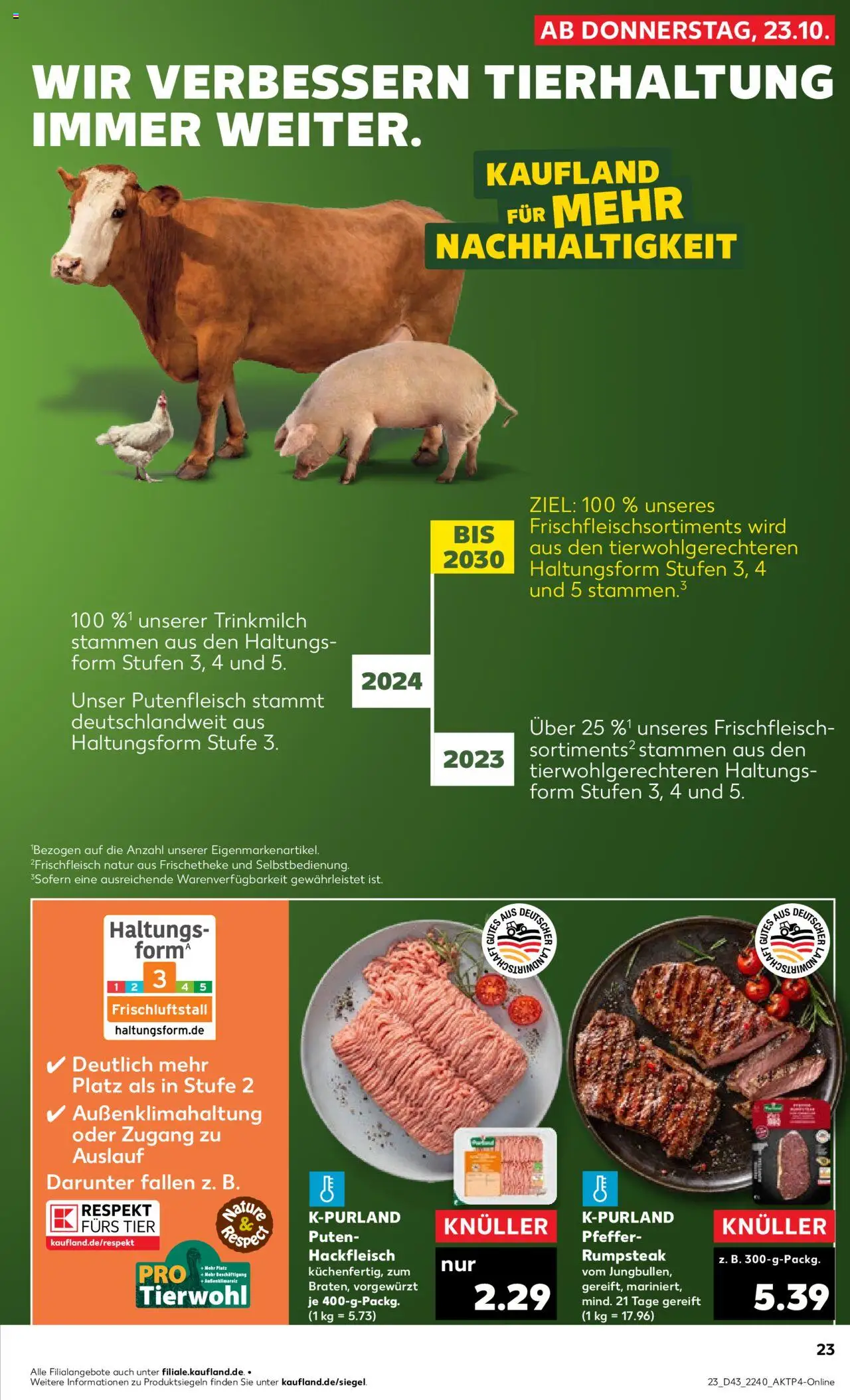 Kaufland prospekt Stuttgart	 – gültig ab 23.10.2025 | Seite: 23 | Produkte: Rumpsteak, Pfeffer, Steak, Hackfleisch