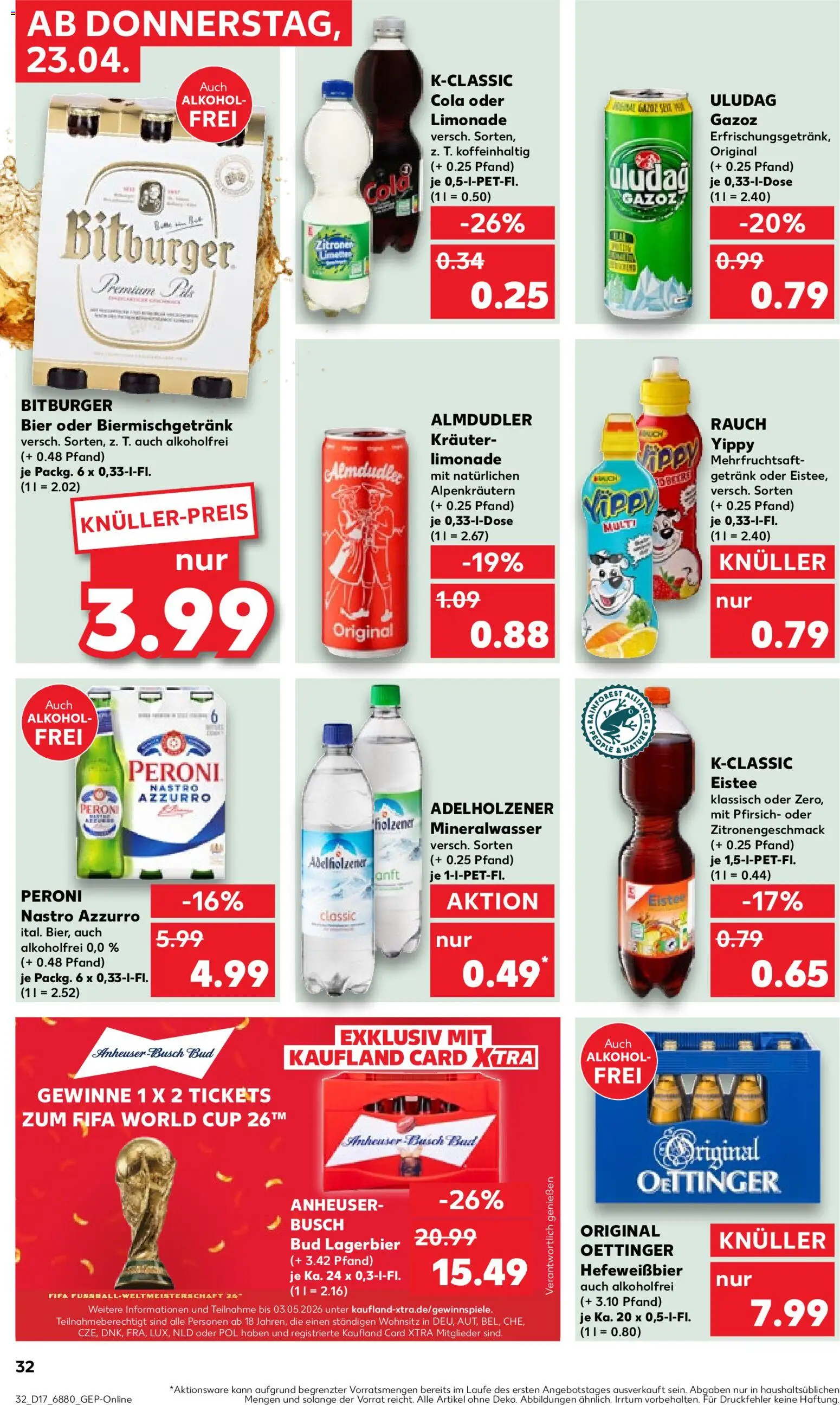 Kaufland Prospekt Völklingen	 – gültig ab 23.04.2026 | Seite: 32 | Produkte: Bitburger, Cola, Pfirsich, Zitronen