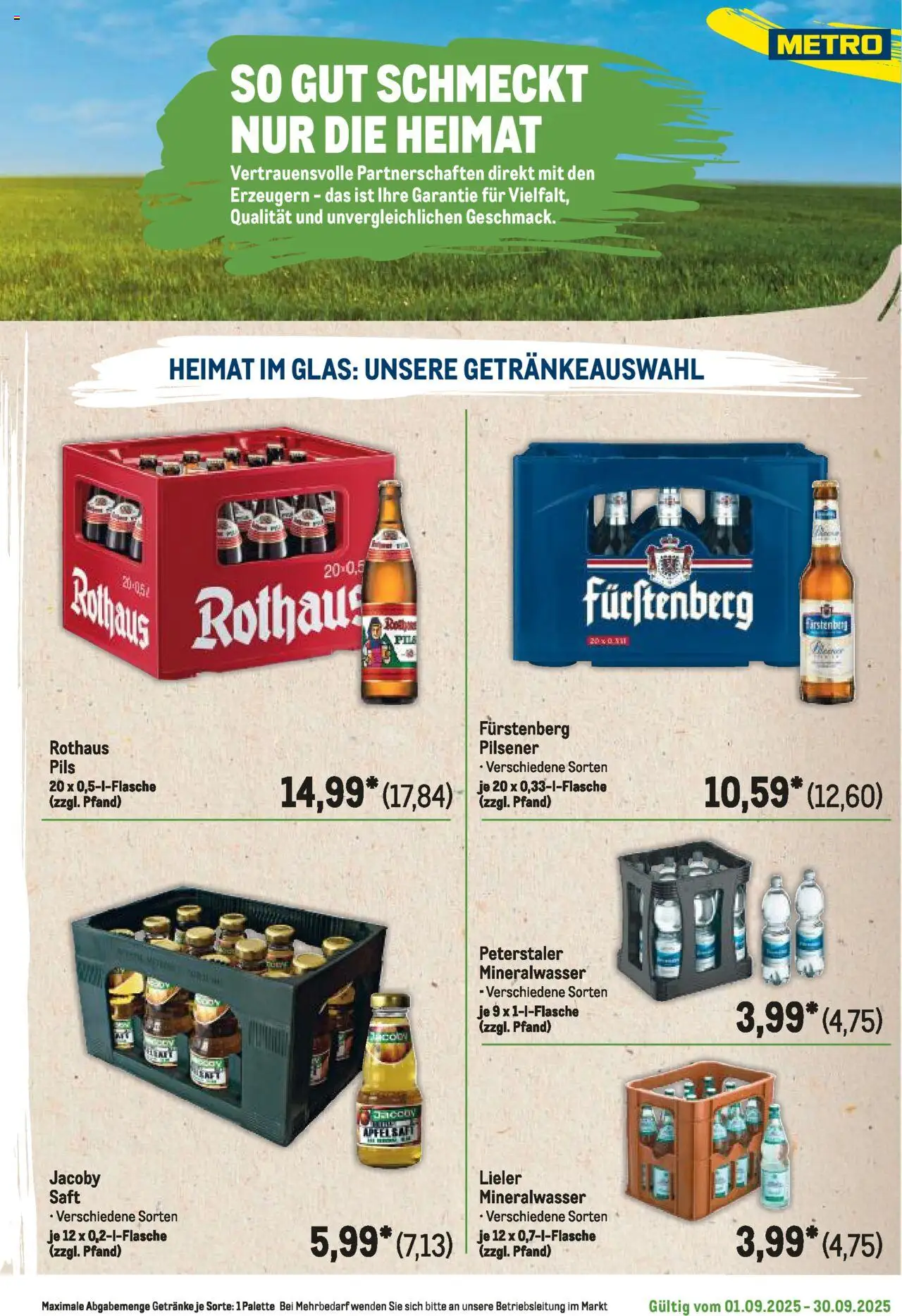 Metro Regionaler Flyer - gültig ab dem 01.09.2025 | Seite: 115 | Produkte: Pils, Apfelsaft, Mineralwasser, Saft