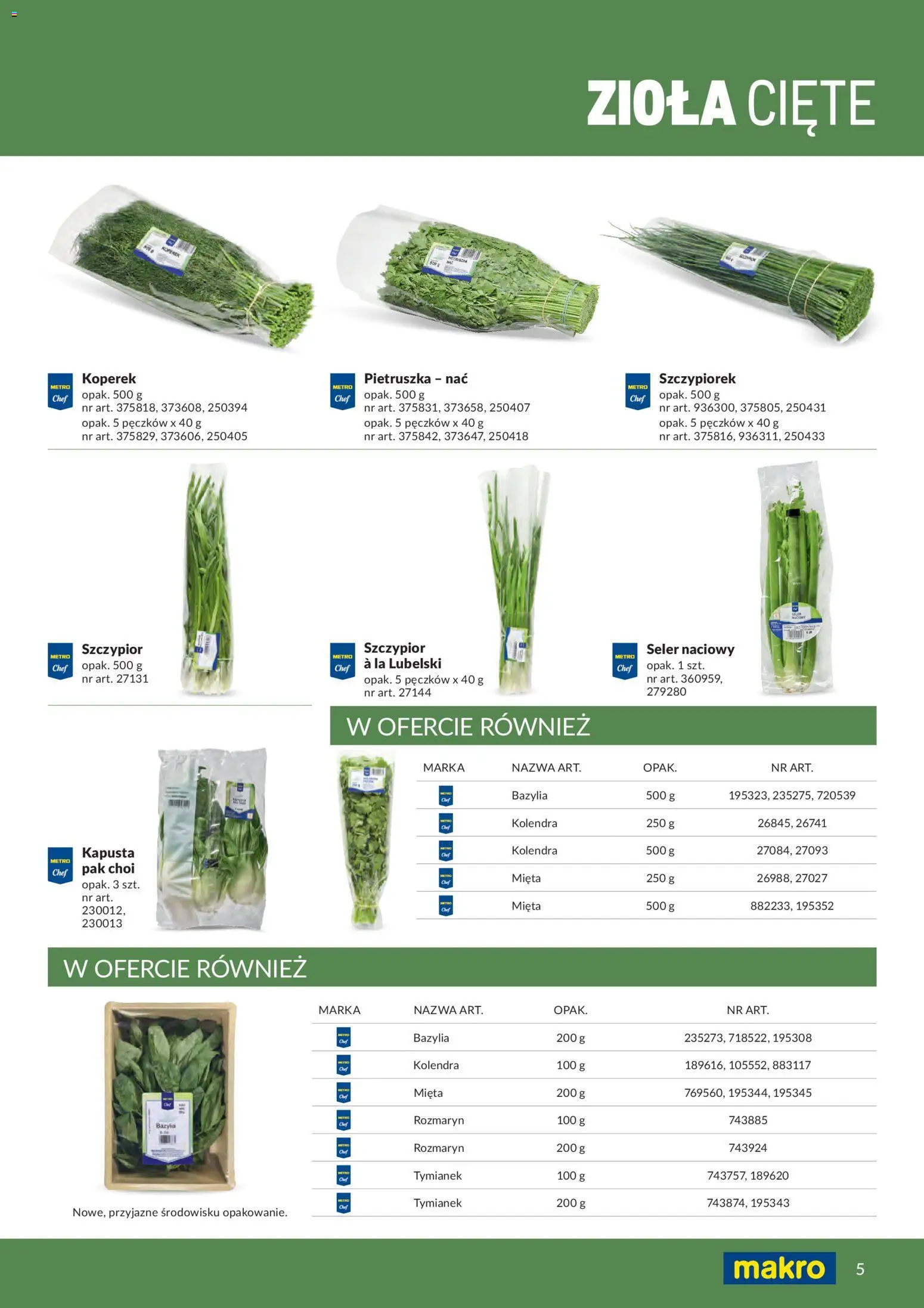Makro gazetka - Produktów marek własnych dla profesjonalnej Gastronomii od 01.03.2026 | Strona: 5 | Produkty: Rozmaryn, Tymianek, Seler naciowy, Mięta