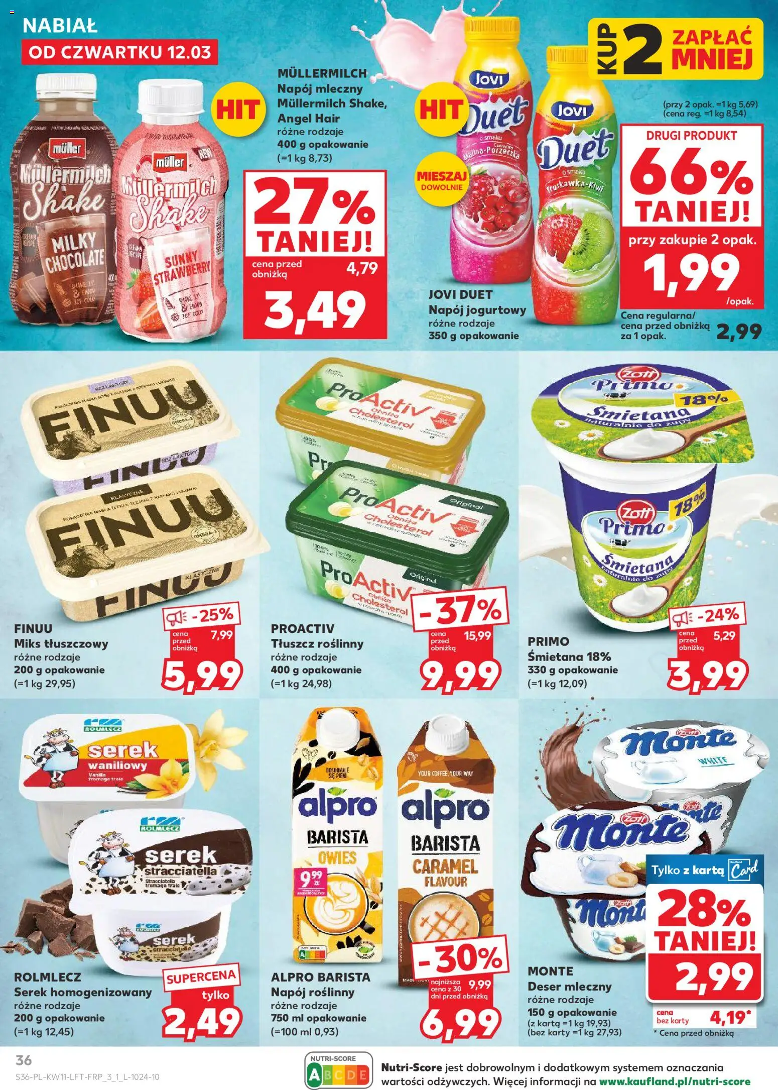 Kaufland gazetka od 12.03.2026 | Strona: 36 | Produkty: Karta, Serek homogenizowany, Alpro, Śmietana
