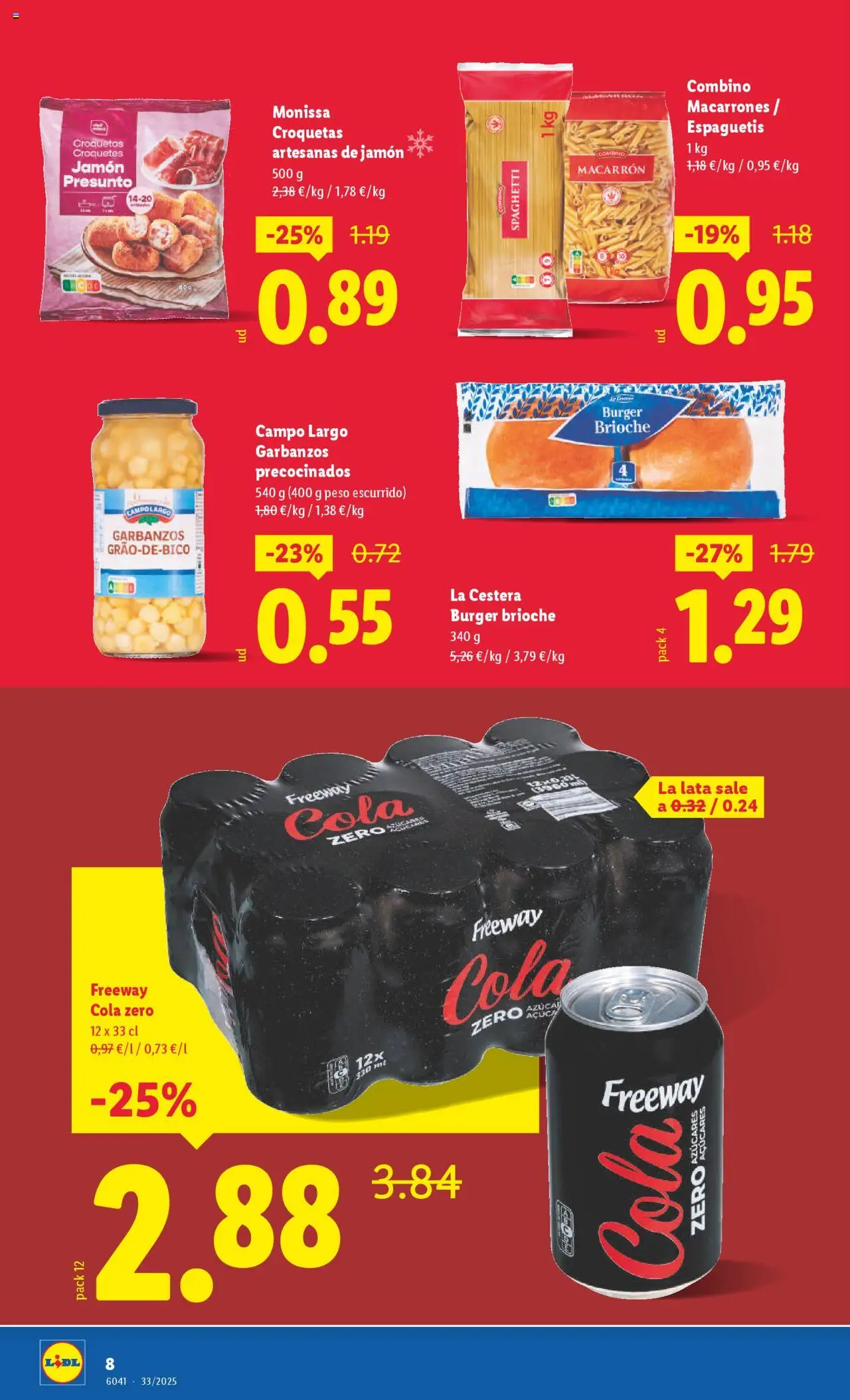 Lidl folleto │ válido desde el 11.08.2025 | Página: 8 | Productos: Jamón, Pasta, Peso, Croquetas