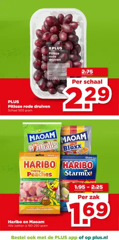 PLUS Pitloze rode druiven, Schaal 500 gram - Voorbeeld van een folder van Plus, geldig van 03.12.2025 | Pagina: 32 | Producten: Schaal, Zak, Druiven