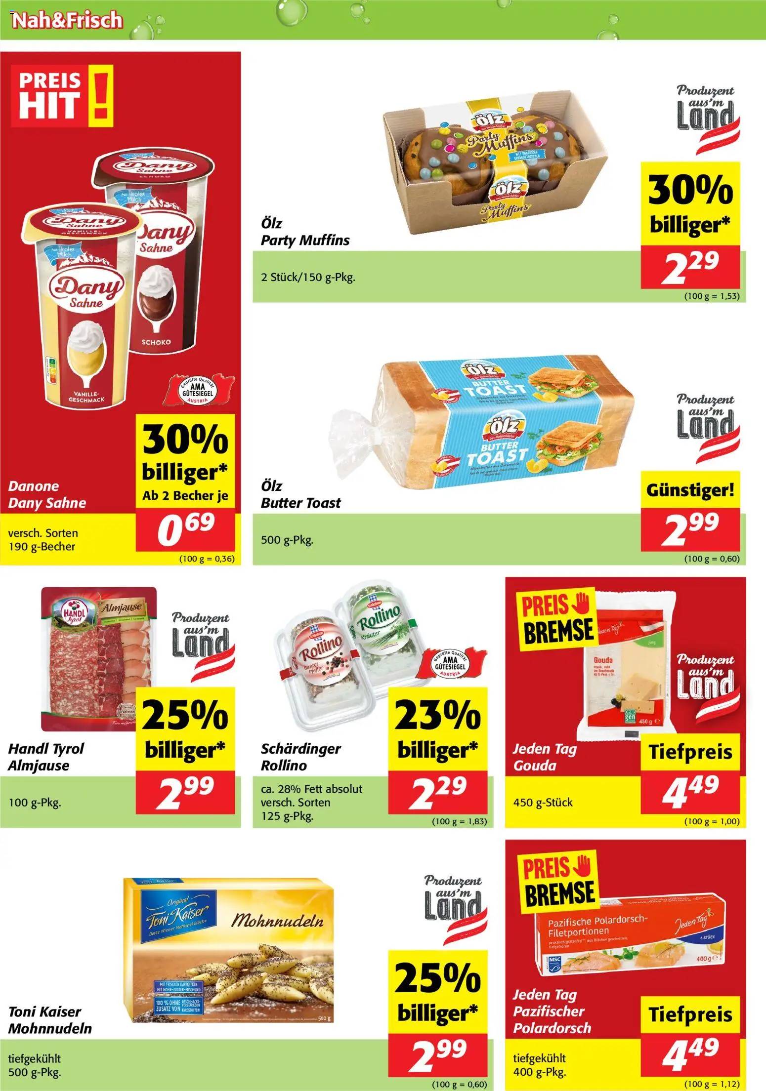 Nah und Frisch Flugblatt gültig ab 12.11.2025 | Seite: 2 | Produkte: Sahne, Kartoffeln, Butter