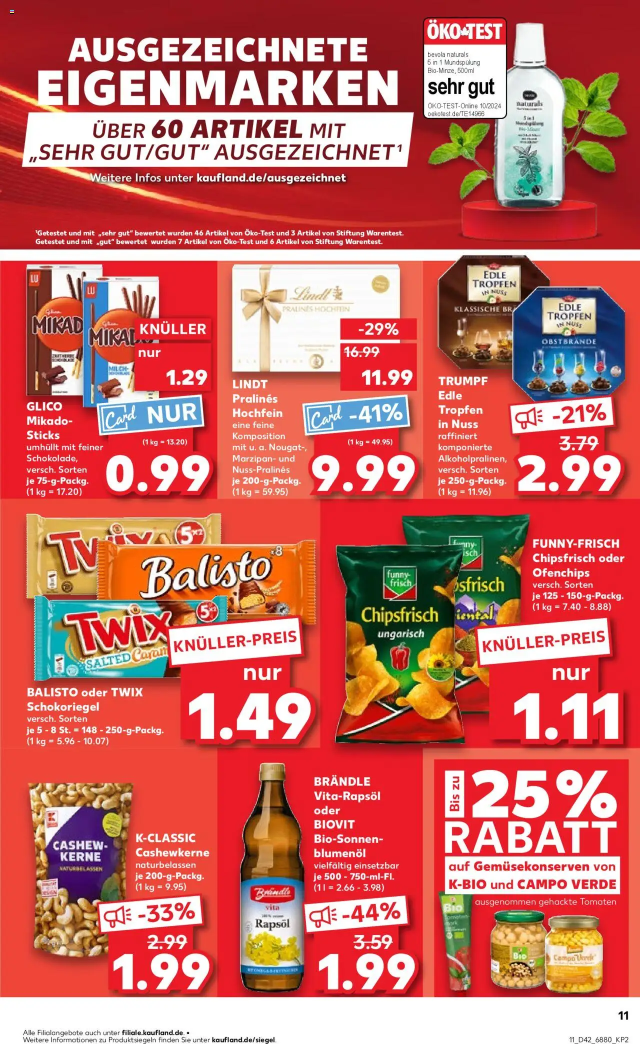 Kaufland prospekt Völklingen	 – gültig ab 16.10.2025 | Seite: 11 | Produkte: Rapsöl, Tomaten, Lindt, Chips