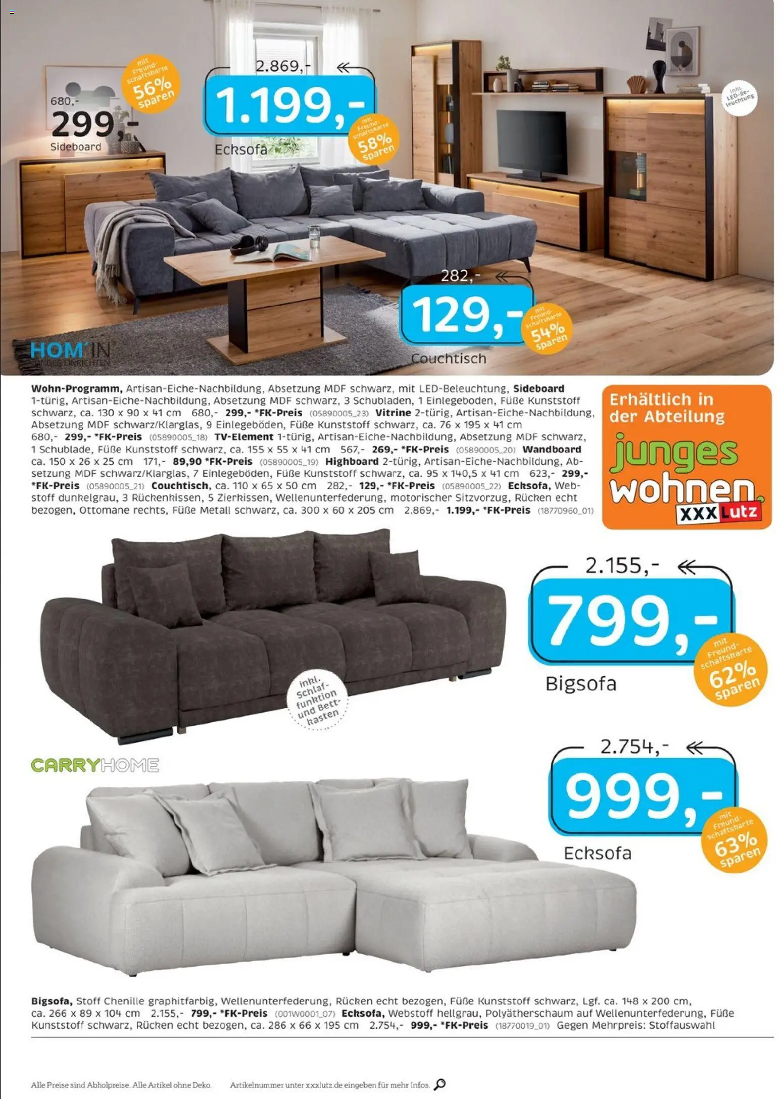 XXXLutz Restaurantgutscheine – gültig ab 09.04.2026 | Seite: 8 | Produkte: Sideboard, Bigsofa, Ecksofa, Bett