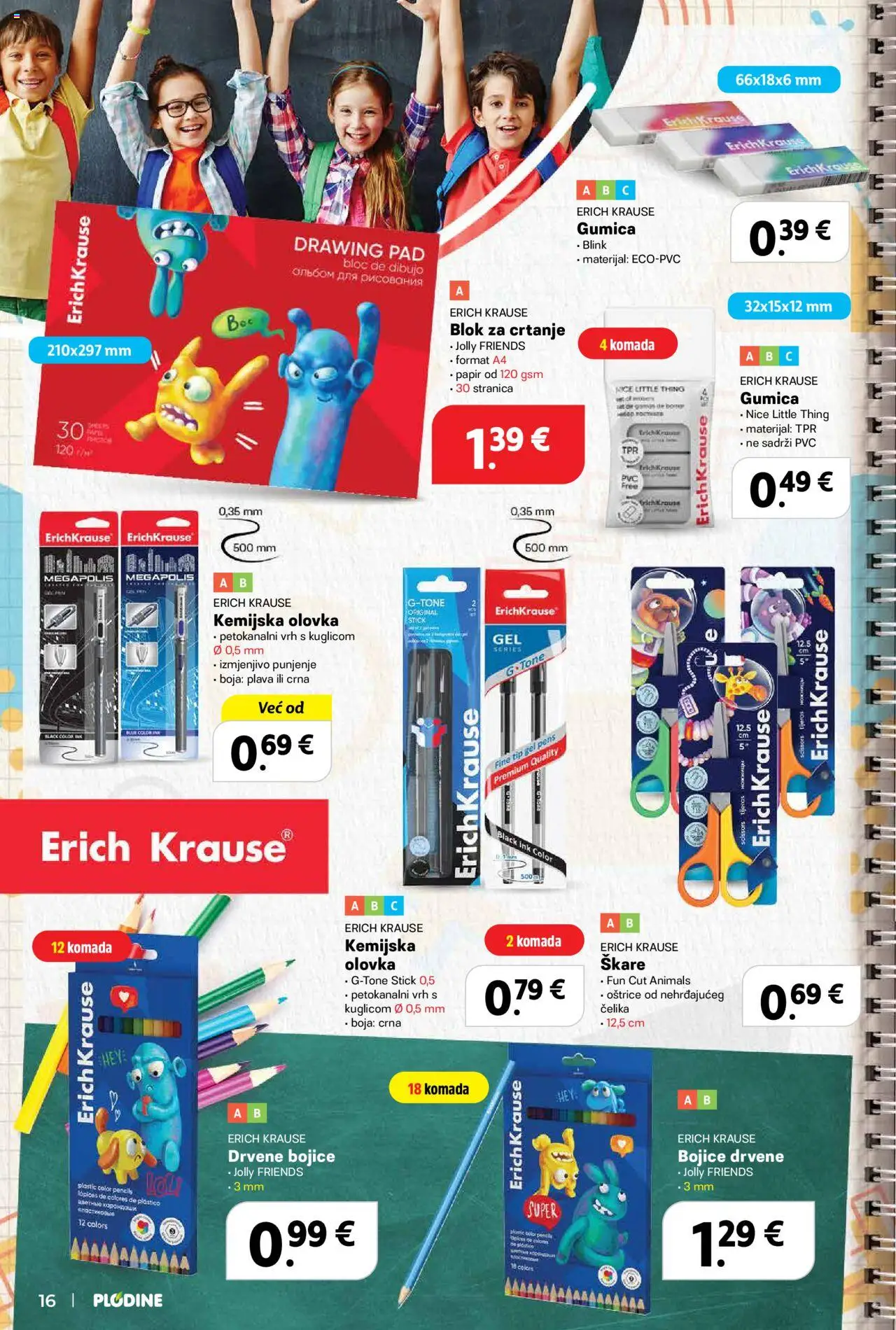 Plodine katalog | vrijedi od 13.08.2025 | Stranica: 18 | Proizvodi: Škare, Drvene bojice, Kemijska olovka