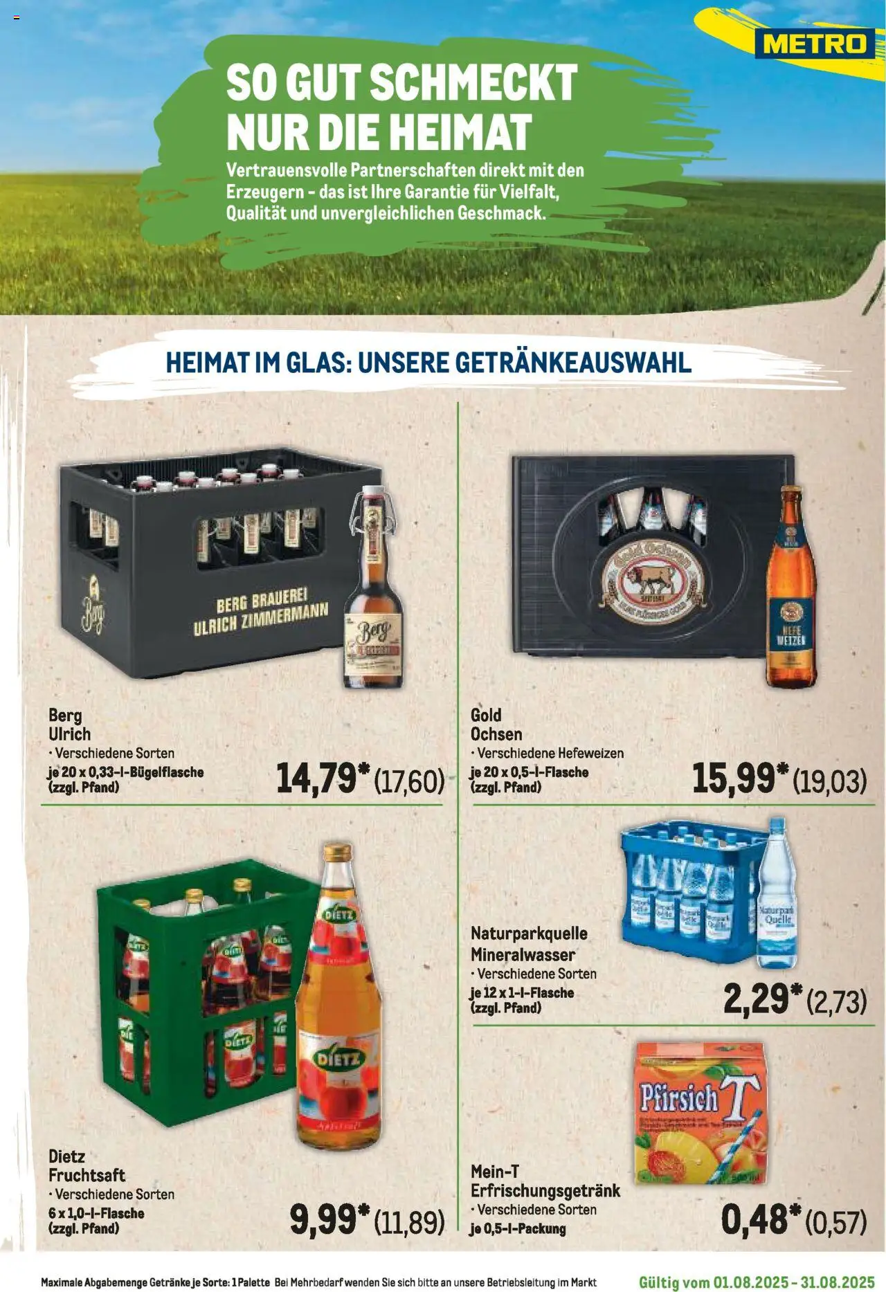 Metro Regionaler Flyer - gültig ab dem 01.08.2025 | Seite: 119 | Produkte: Mineralwasser, Pfirsich, Fruchtsaft