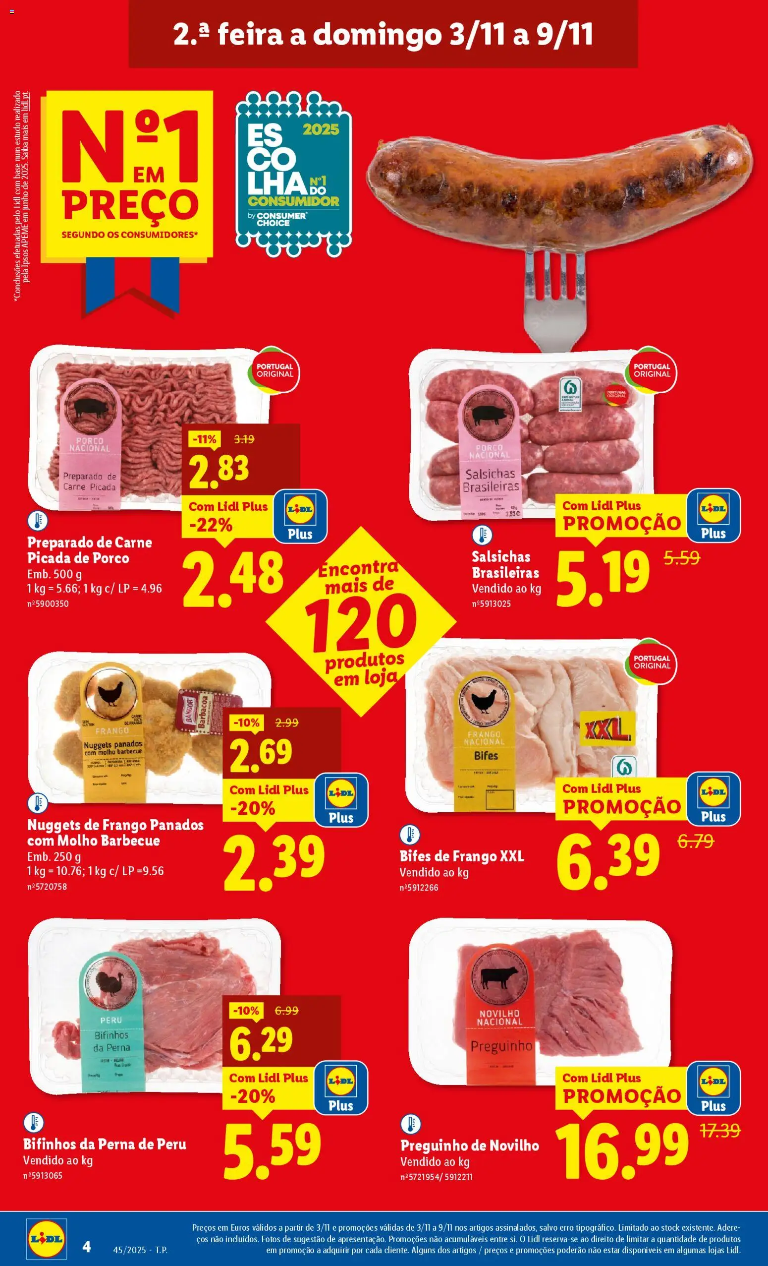Lidl folheto │ válido de 03.11.2025 | Página: 4 | Produtos: Nuggets de frango, Frango, Base, Carne
