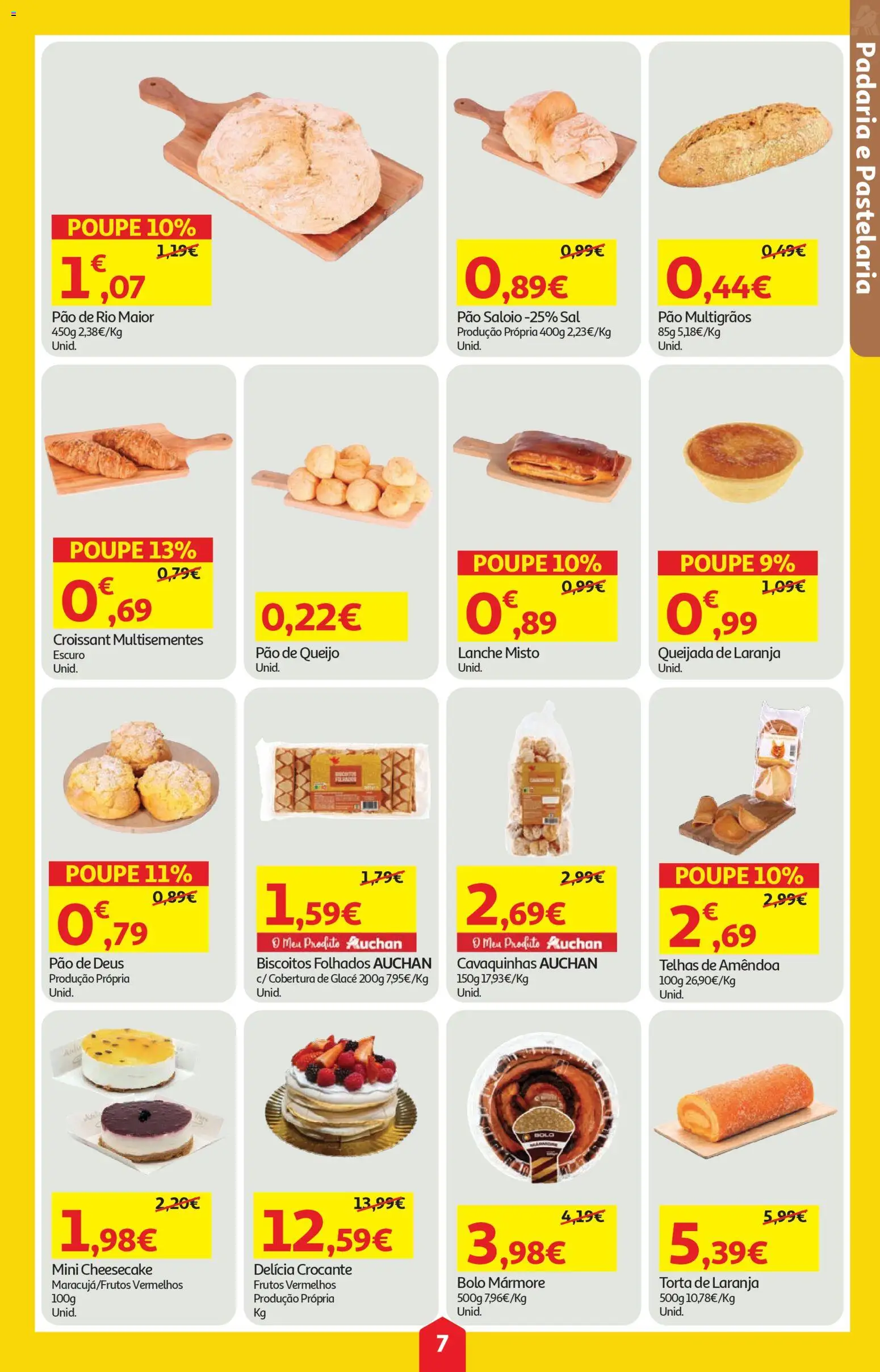 Auchan folheto │ válido de 23.04.2026 | Página: 7 | Produtos: Padaria, Pão de queijo, Telhas, Sal