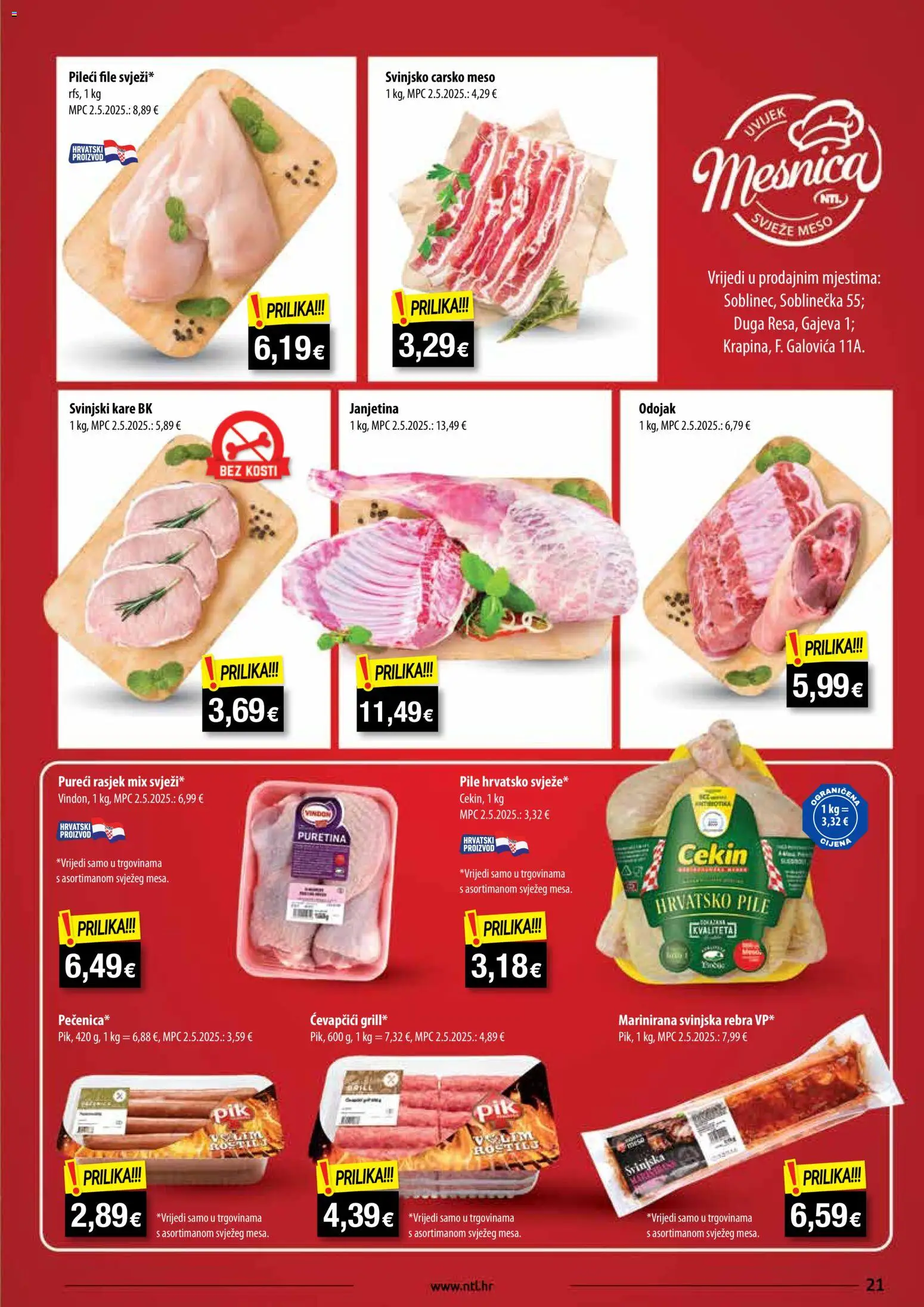 NTL katalog | vrijedi od 17.12.2025 | Stranica: 21 | Proizvodi: Odojak, Carsko meso, Svinjski kare, Meso