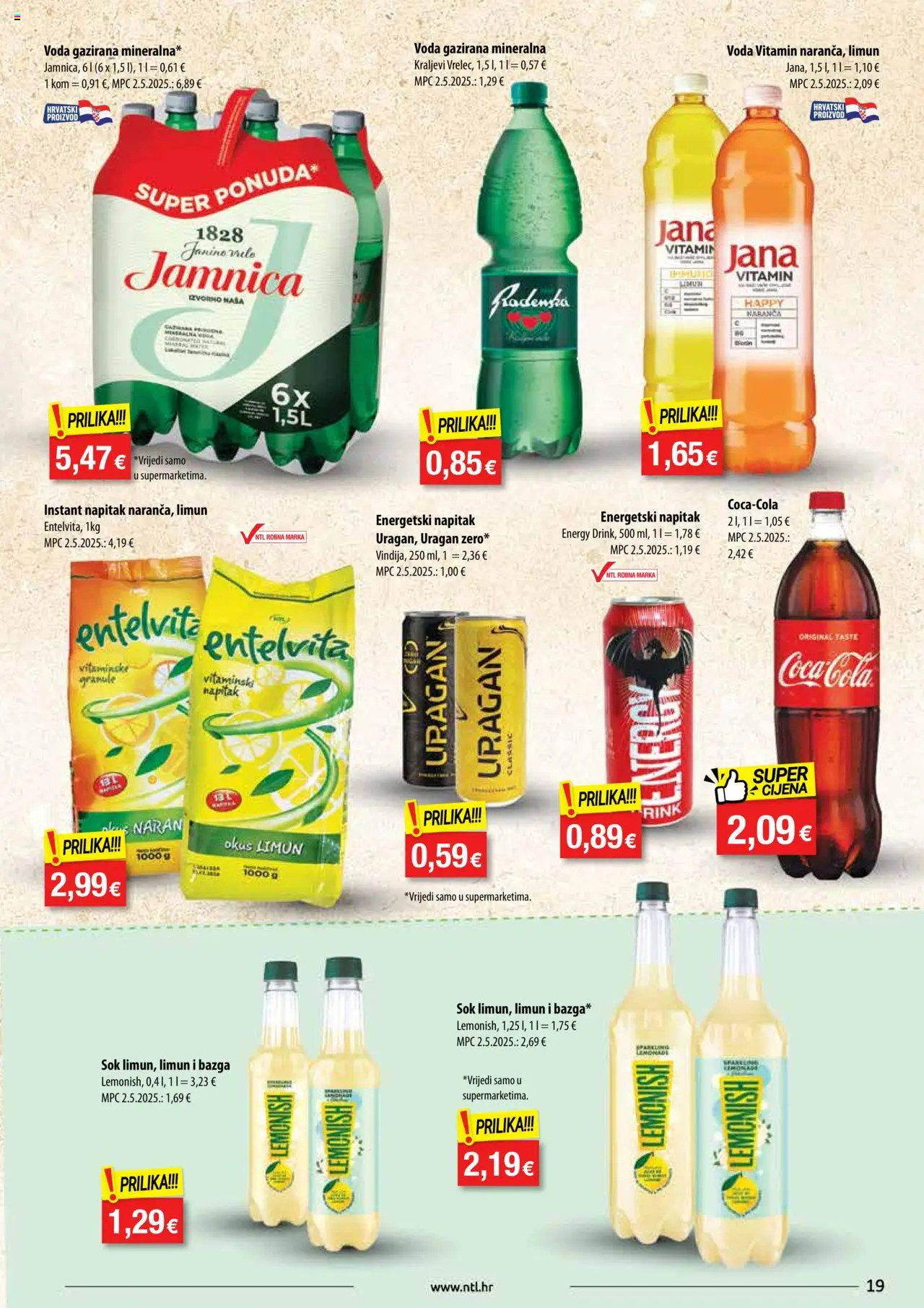 NTL katalog | vrijedi od 10.09.2025 | Stranica: 19 | Proizvodi: Sok, Jamnica, Voda, Limun