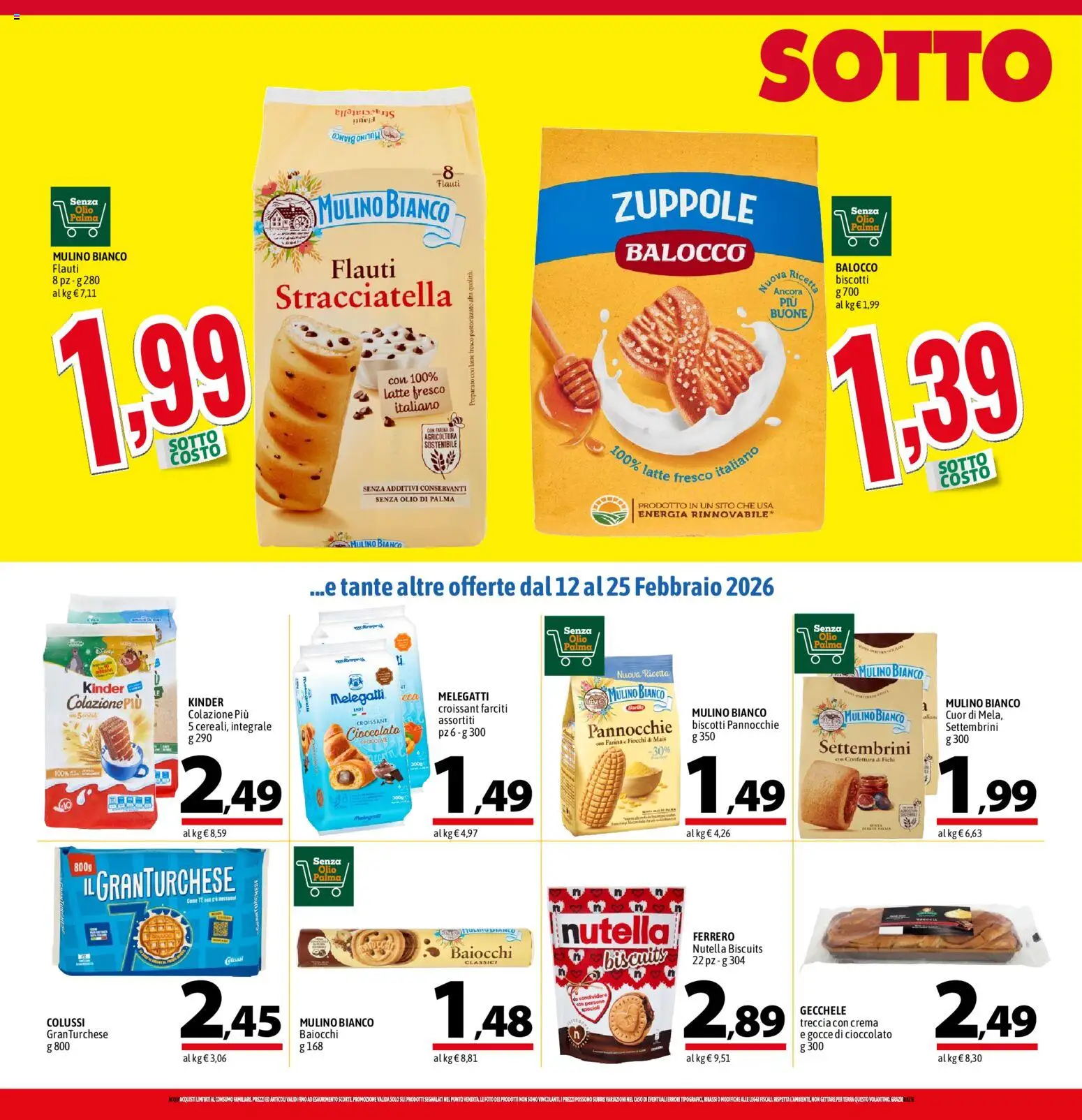 Volantino A&O del 12.02.2026 | Pagina: 8 | Prodotti: Biscotti, Olio, Nutella, Croissant