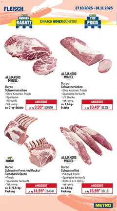 Metro Prospekt 	 ab 27.10.2025 gültig | Seite: 4 | Produkte: Schweinenacken, Schweinerucken, Steak, Fleisch