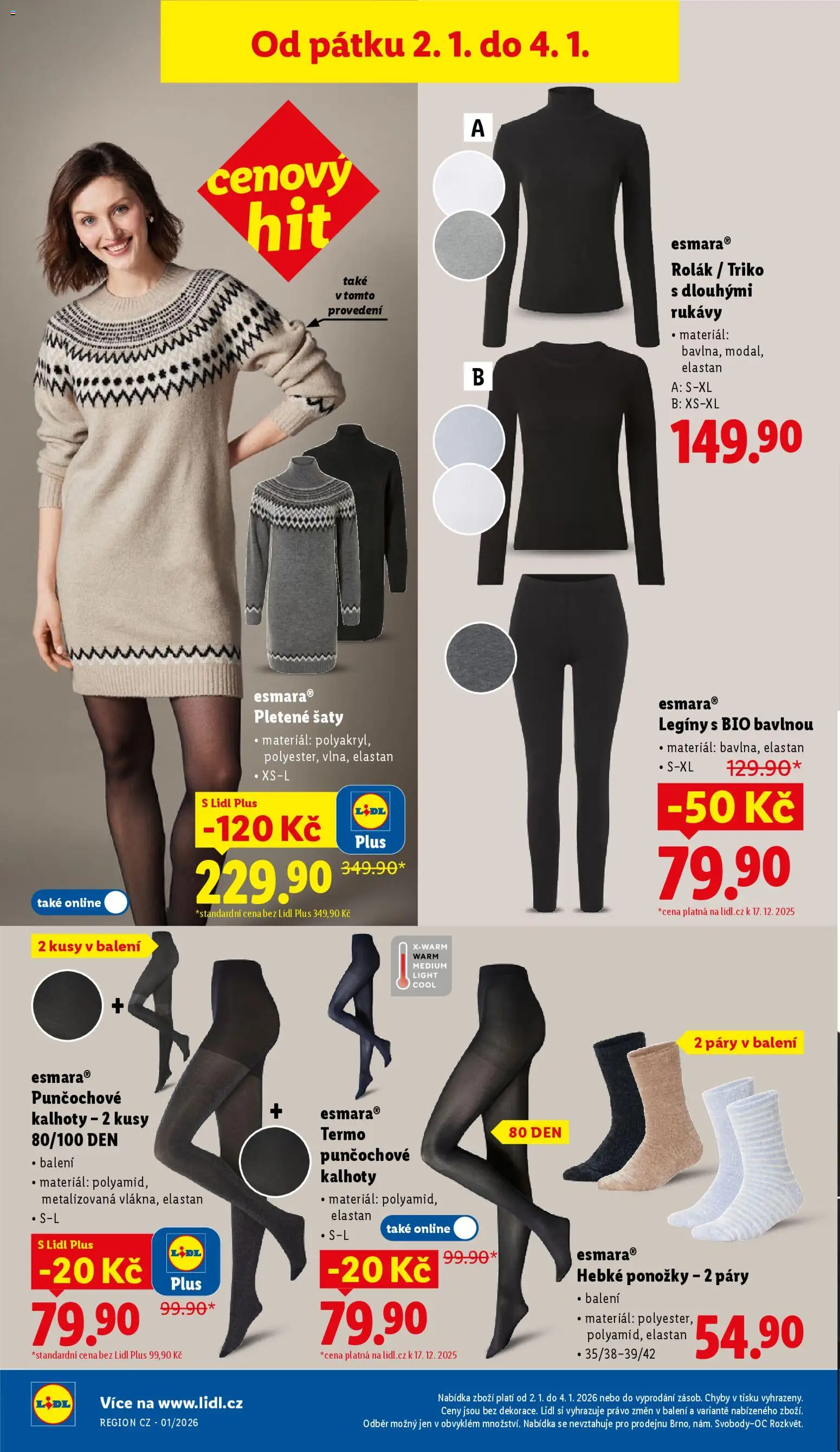 Lidl leták od 02.01.2026 | Strana: 34 | Produkty: Šaty, Kalhoty, Ponožky, Legíny