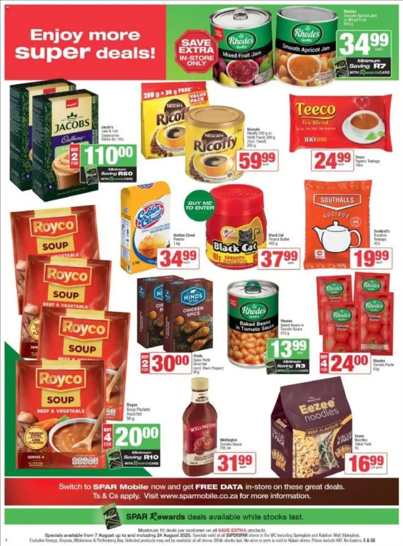 Superspar - Western Cape - Weekly Specials │ valid from 07.08.2025 | Page: 4 | Products: Data, Pork, Tomato sauce, Soap