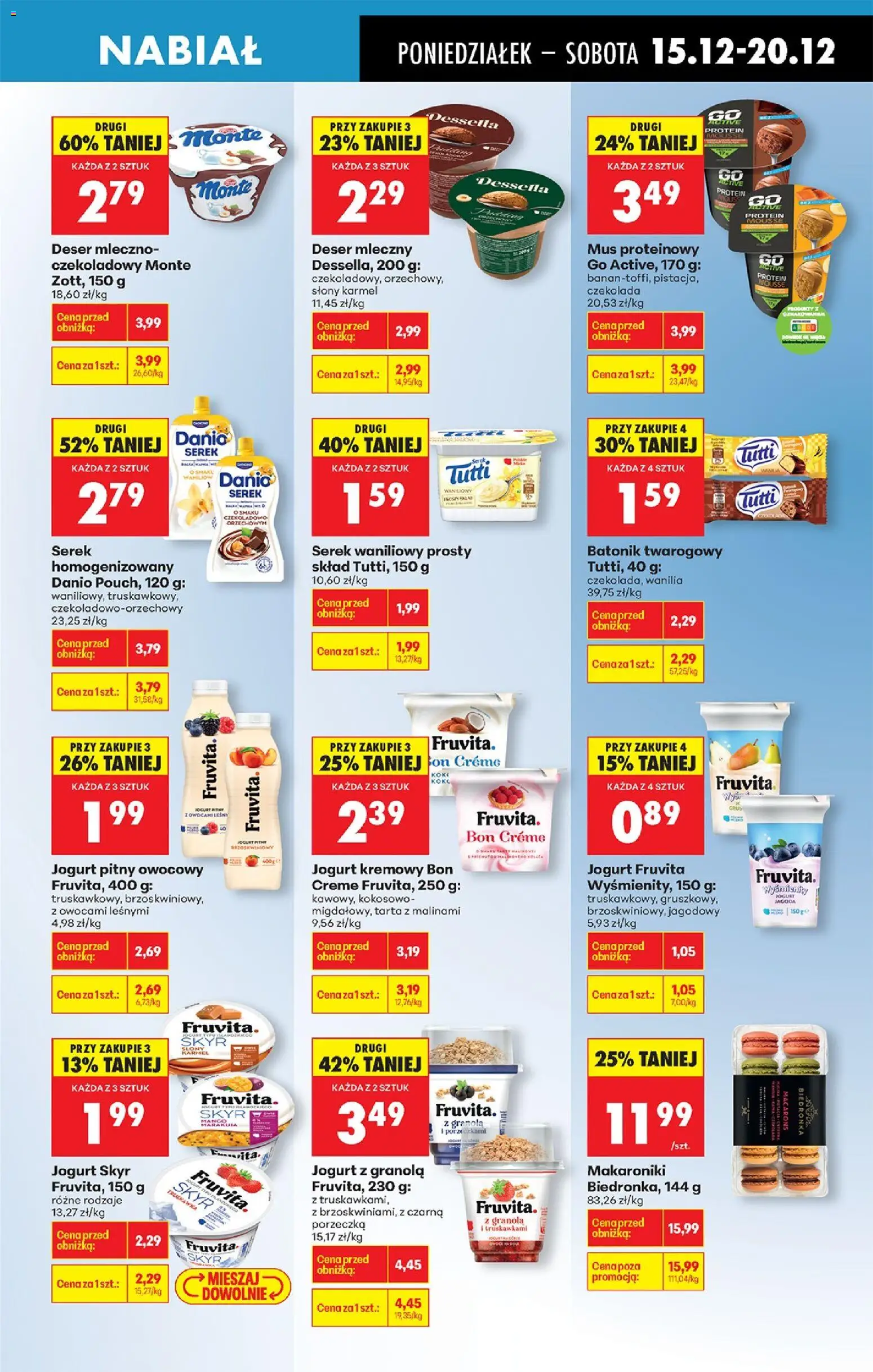 Biedronka gazetka od 15.12.2025 | Strona: 43 | Produkty: Granola, Batonik twarogowy, Porzeczka, Jogurt kremowy