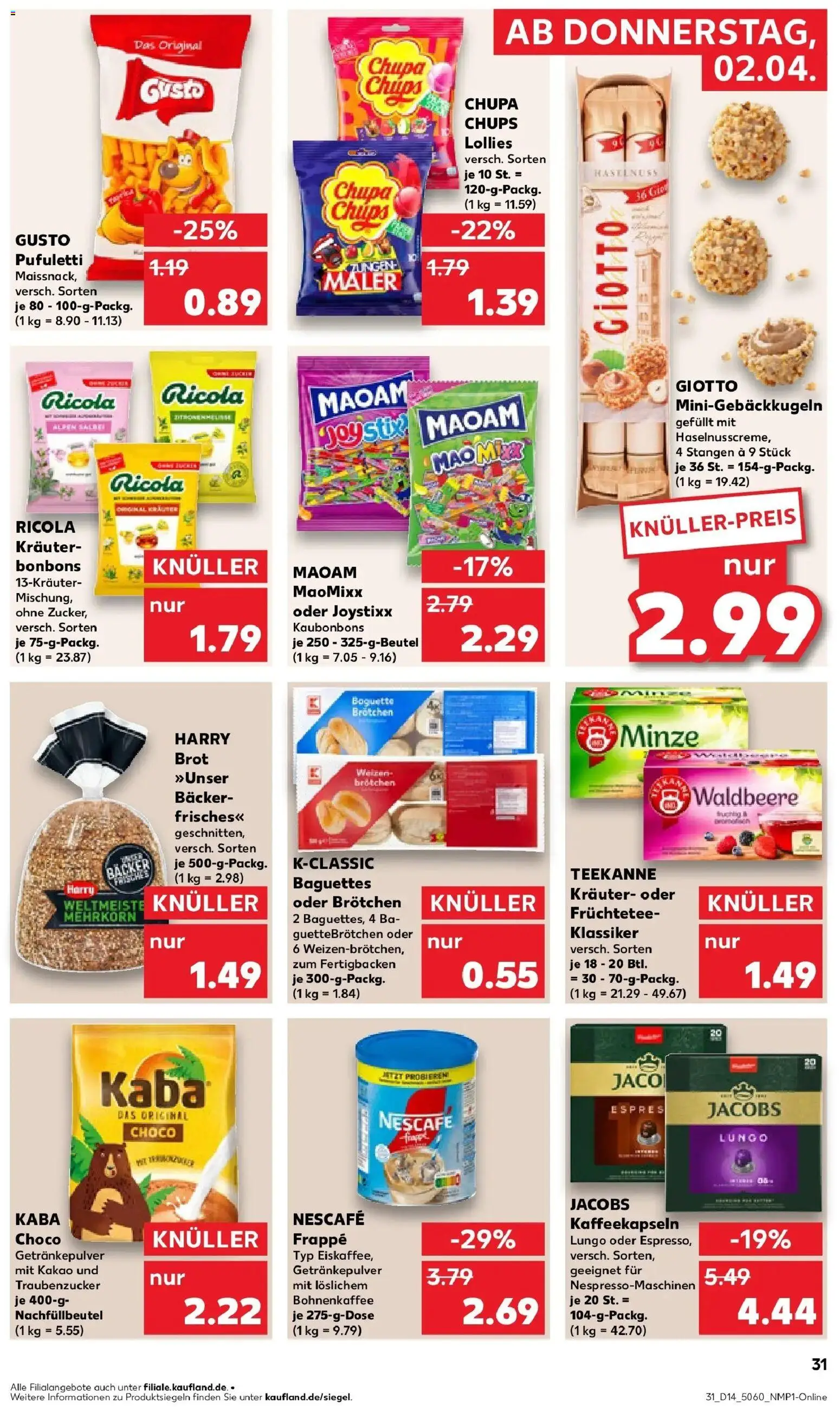 Kaufland Prospekt Göttingen	 – gültig ab 30.03.2026 | Seite: 45 | Produkte: Nescafe, Baguette, Teekanne, Brot