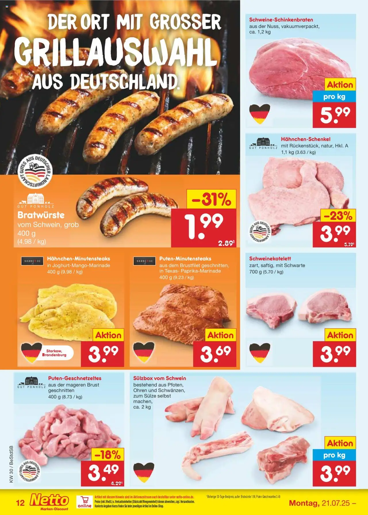 Netto Marken-Discount Prospekt 	 - gültig ab dem 21.07.2025 | Seite: 16 | Produkte: Hahnchenschenkel