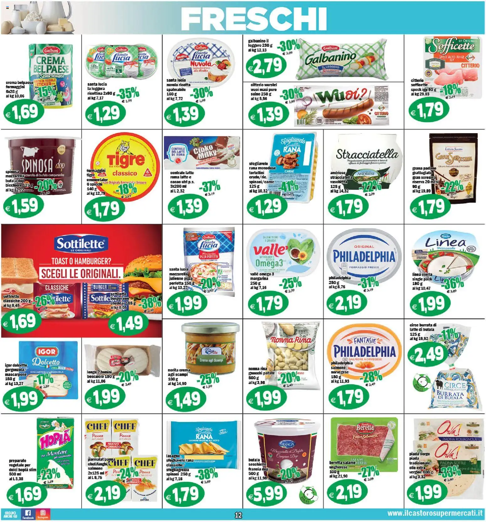 Volantino Il Castoro del 13.02.2026 | Pagina: 12 | Prodotti: Formaggio, Olio, Cacao, Hamburger