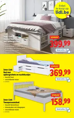 Inter Link Bed met opbergruimte en nachtkastjes, massief hout, verschillende maten - Voorbeeld van een folder van Lidl, geldig van 22.10.2025 | Pagina: 9 | Producten: Bed