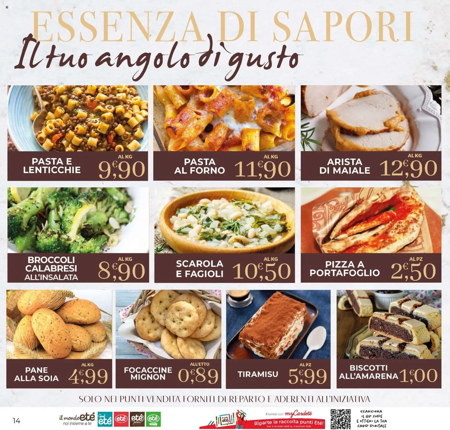 Volantino Eté del 21.11.2025 | Pagina: 14 | Prodotti: Pizza, Maiale, Biscotti, Broccoli