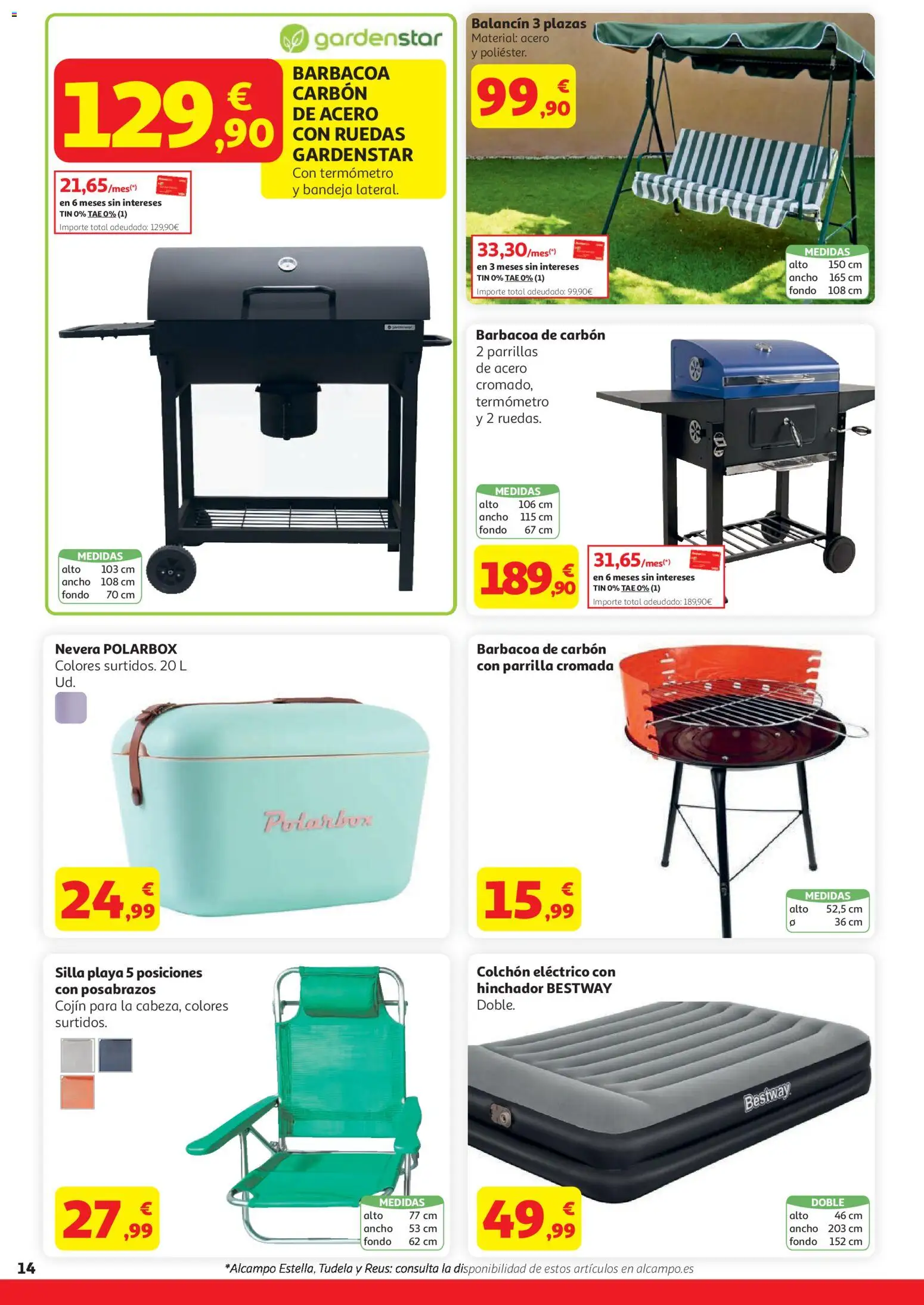 Alcampo Superstore Cat │ válido desde el 07.04.2026 | Página: 14 | Productos: Parrilla, Nevera, Termómetro, Bandeja