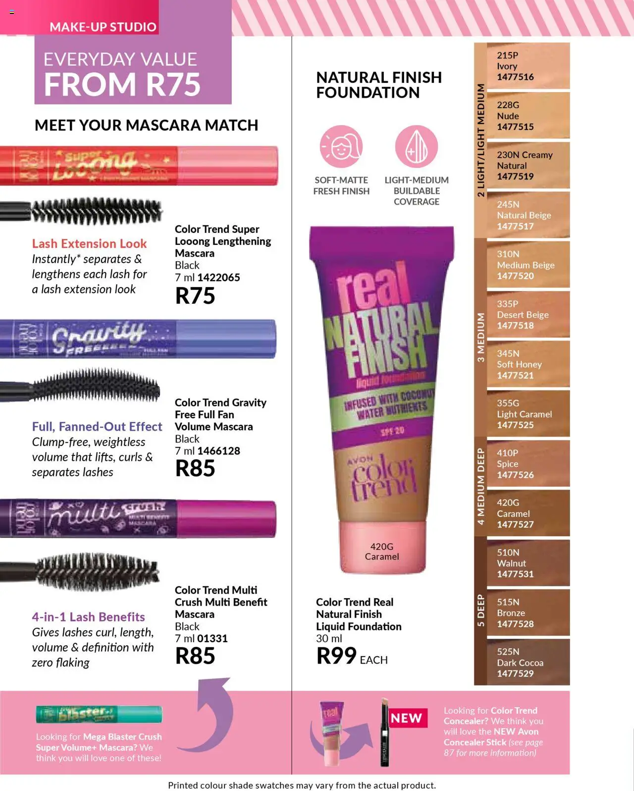 AVON Catalogue  │ valid from 01.07.2025 | Page: 102 | Products: Fan, Foundation, Mascara, Caramel