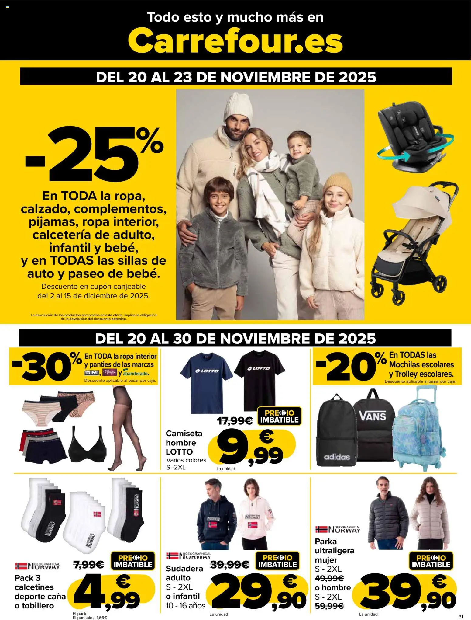Carrefour - Black Friday │ válido desde el 20.11.2025 | Página: 31 | Productos: Sudadera, Ropa interior, Ropa