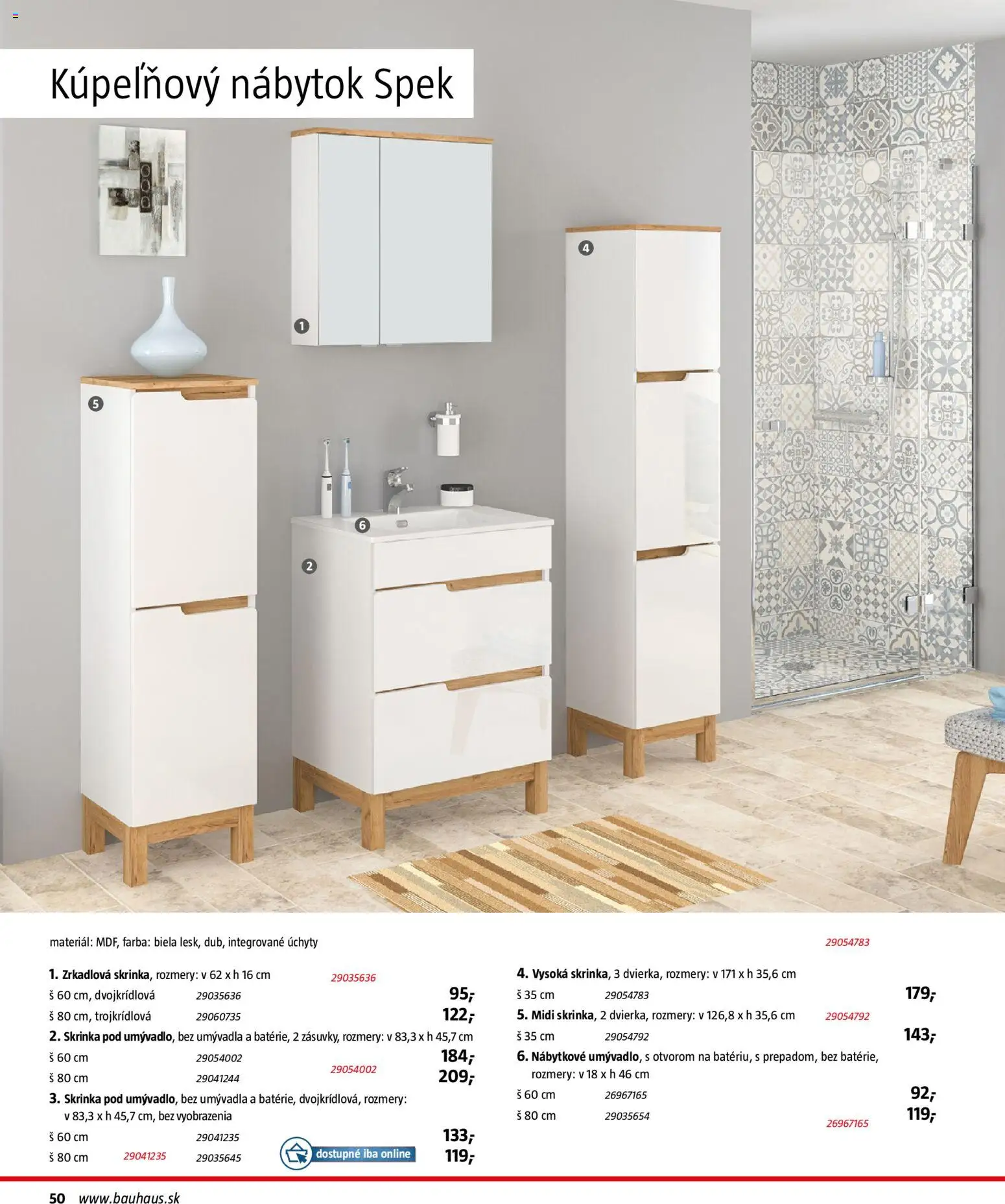 Nové Bauhaus akcie – leták je platný od 15.12.2025 | Strana: 50 | Produkty: Nábytok, Kupeľňový nábytok, Skrinka