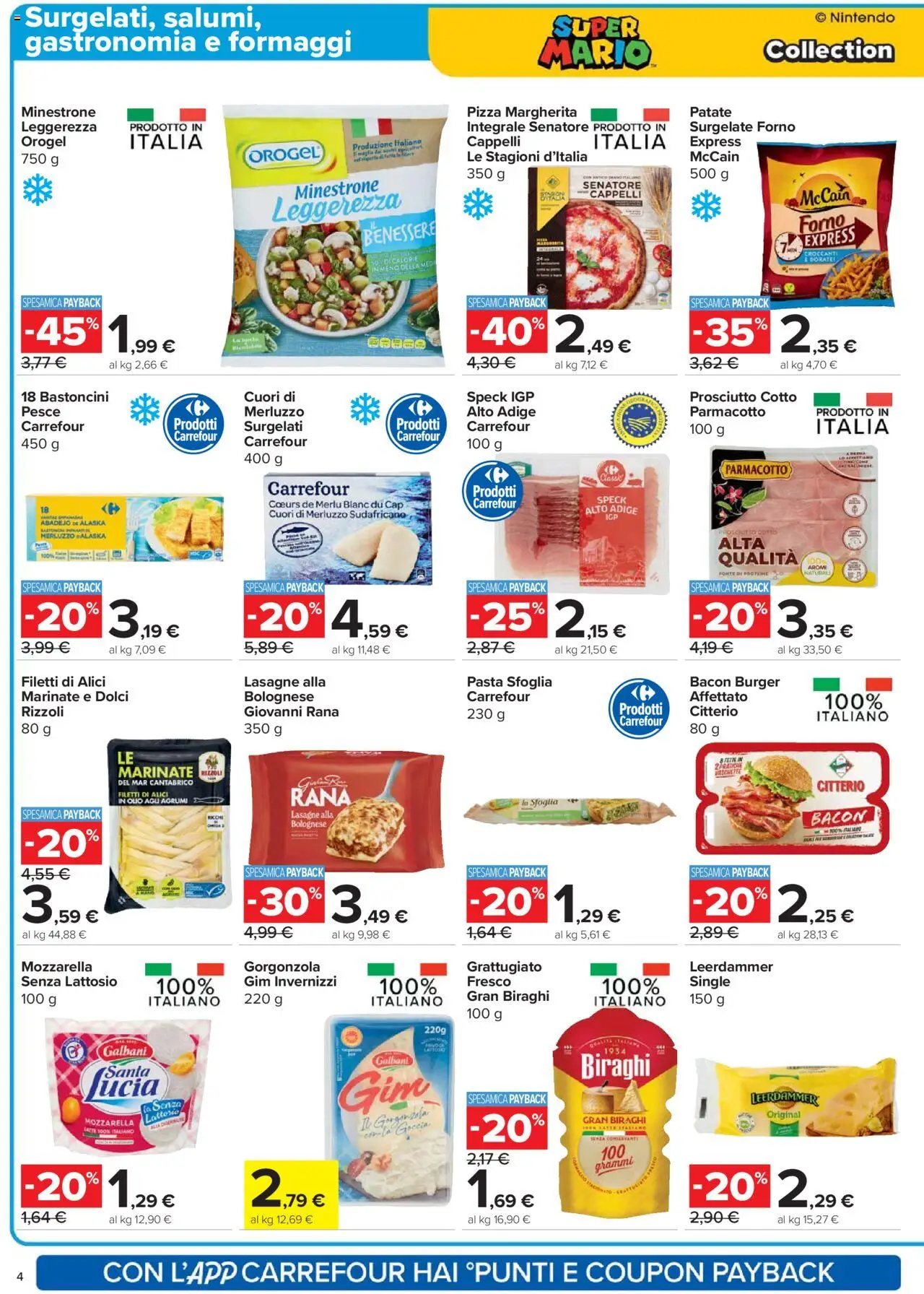 Volantino Carrefour del 14.10.2025 | Pagina: 4 | Prodotti: Mozzarella, Pasta, Gorgonzola, Vaschette