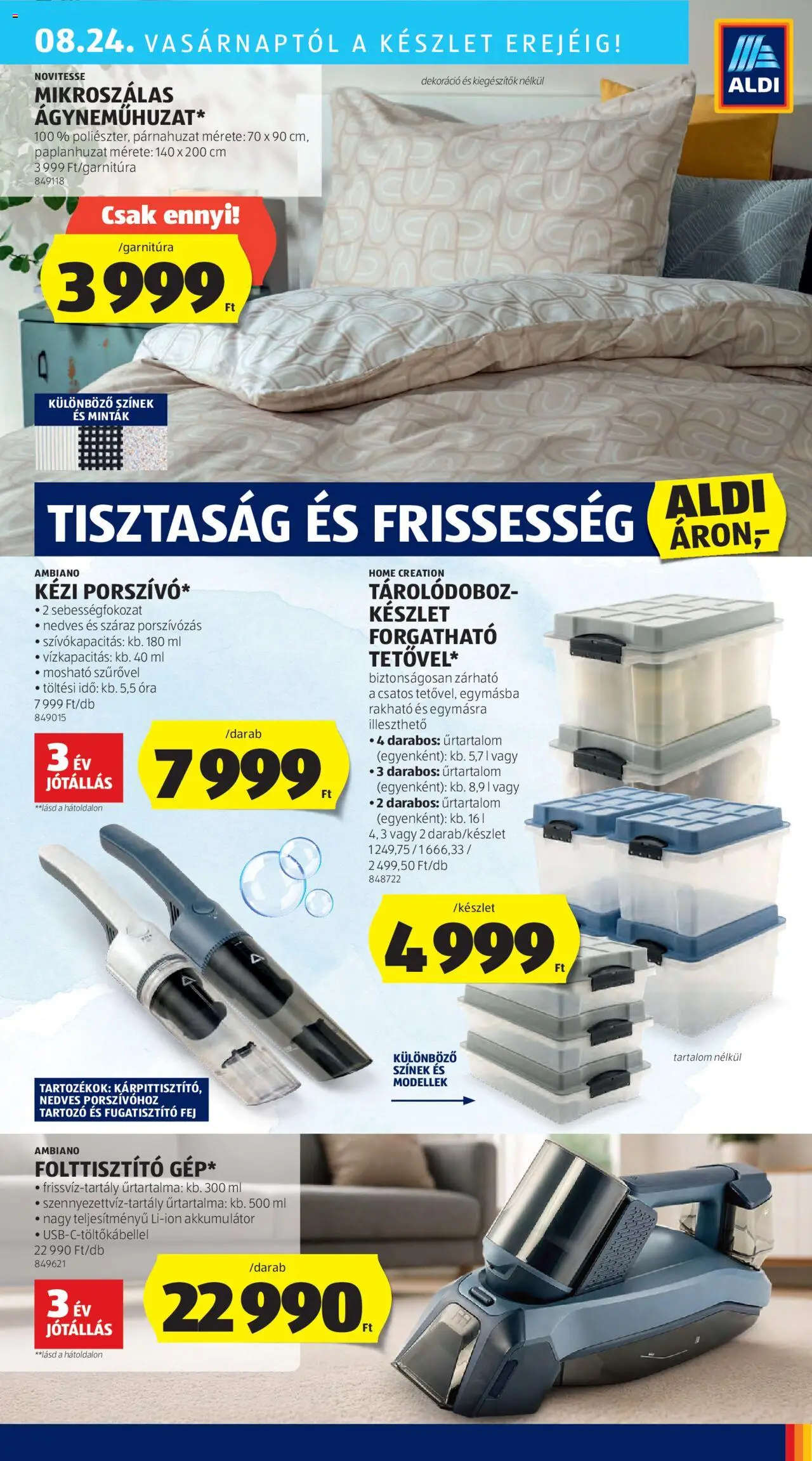 Aldi akciós ujság - amely érvényes a következő dátumtól: 21.08.2025 | Oldal: 13 | Termékek: Párnahuzat, Tárolódoboz, Akkumulátor, Folttisztító