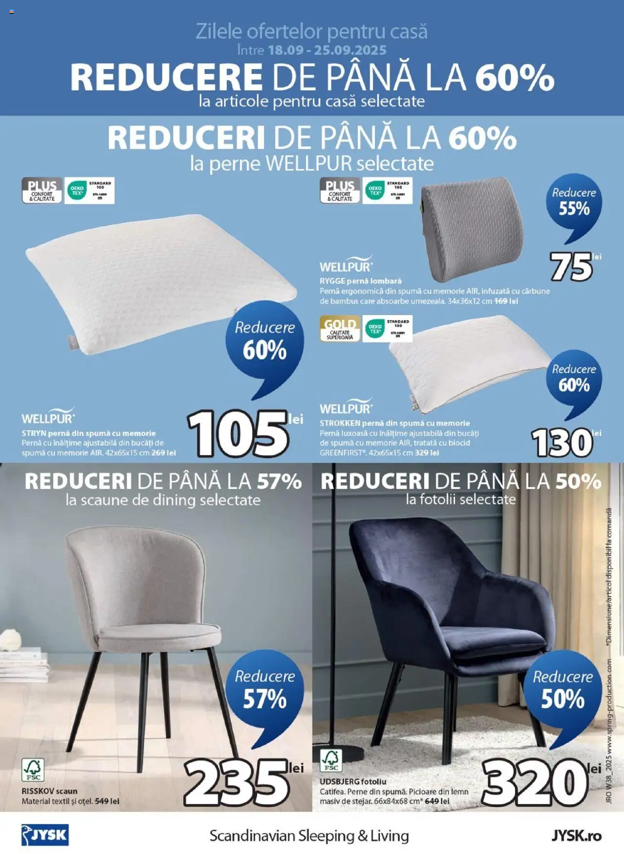 Noul catalog JYSK – valabil de la 18.09.2025 | Pagină: 4 | Produse: Memorie, Pernă, Fotoliu, Scaun