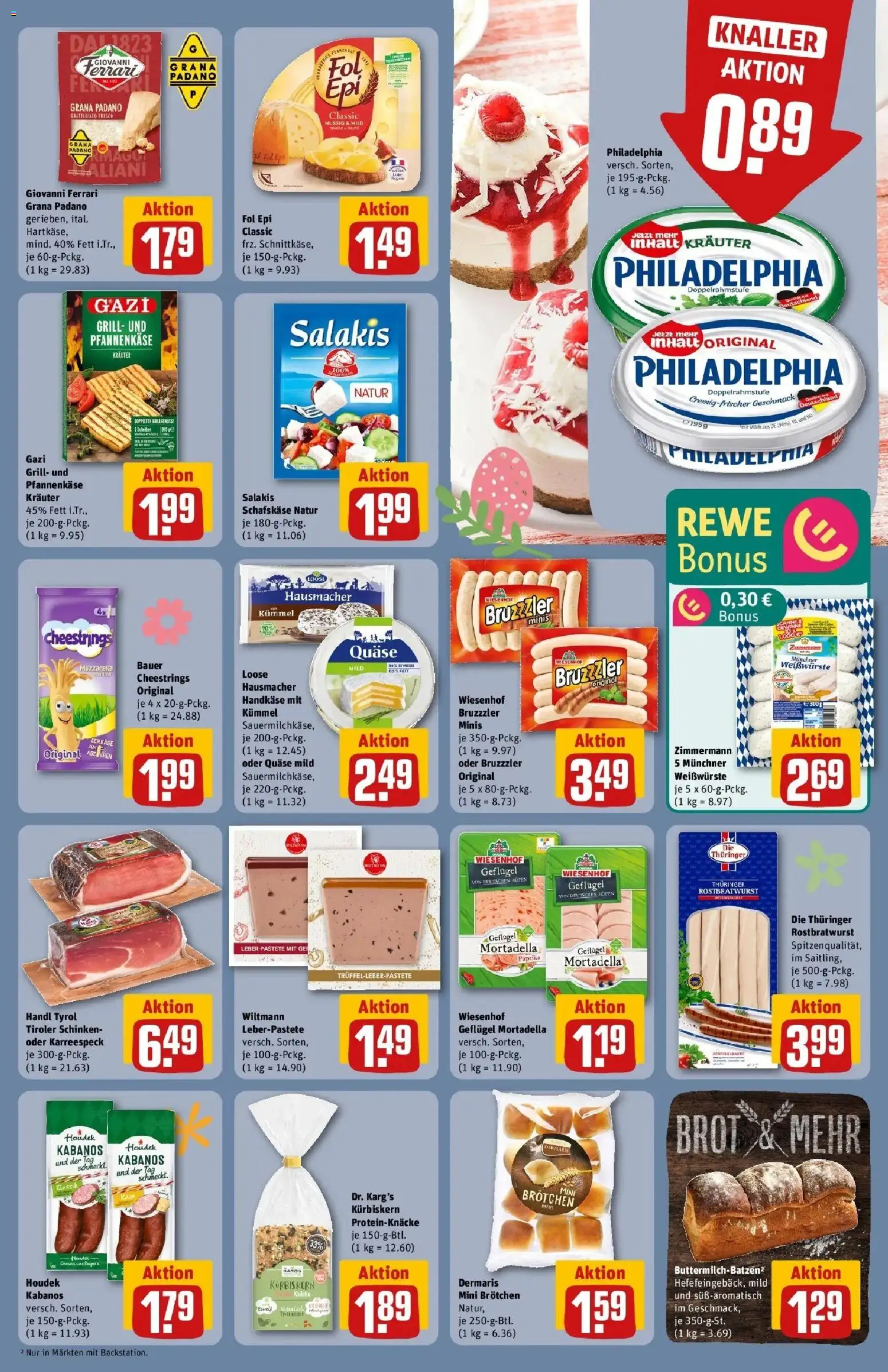 Rewe Prospekt Magdeburg	 – gültig ab 30.03.2026 | Seite: 15 | Produkte: Philadelphia, Mozzarella, Salakis, Schinken
