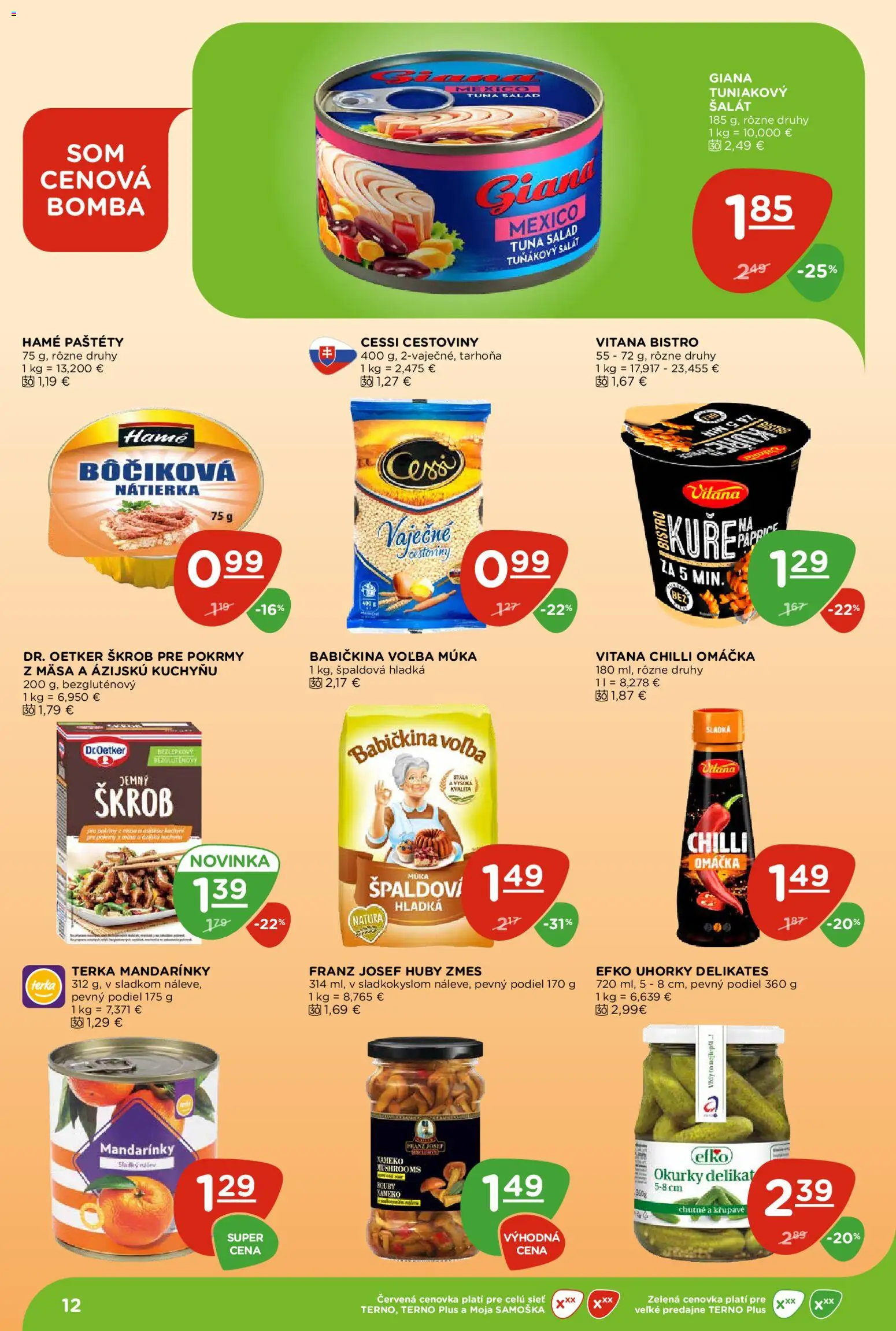 Nové Terno akcie – leták je platný od 16.04.2026 | Strana: 12 | Produkty: Chilli, Mandarinky, Múka, Omáčka