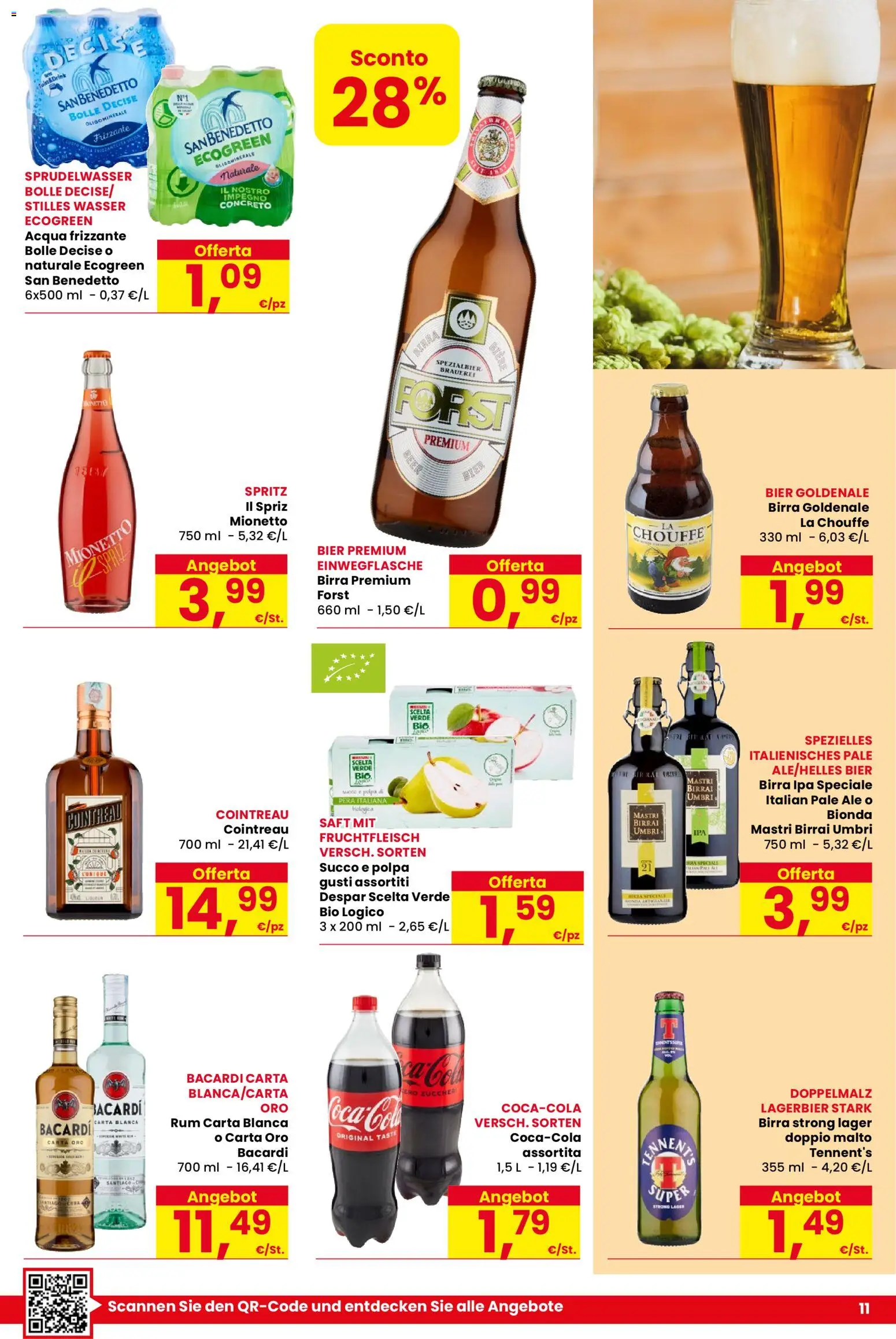 Volantino Despar del 21.04.2026 | Pagina: 11 | Prodotti: Tennent's, Succo, Birra, Acqua