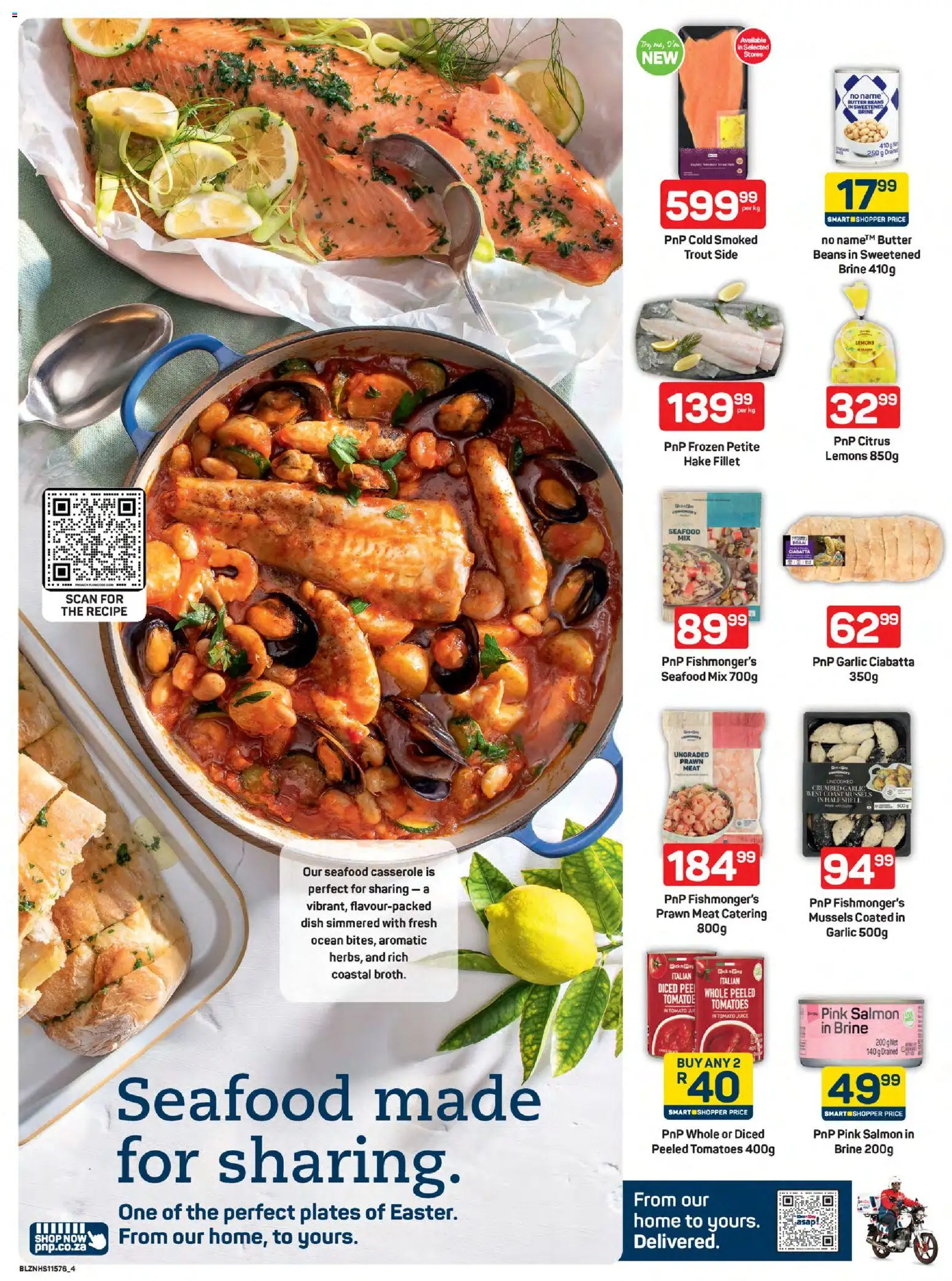 New Pick n Pay catalogue – valid from 16.03.2026 | Page: 4 | Products: Sweetener, Beans, Tomatoes, Seafood