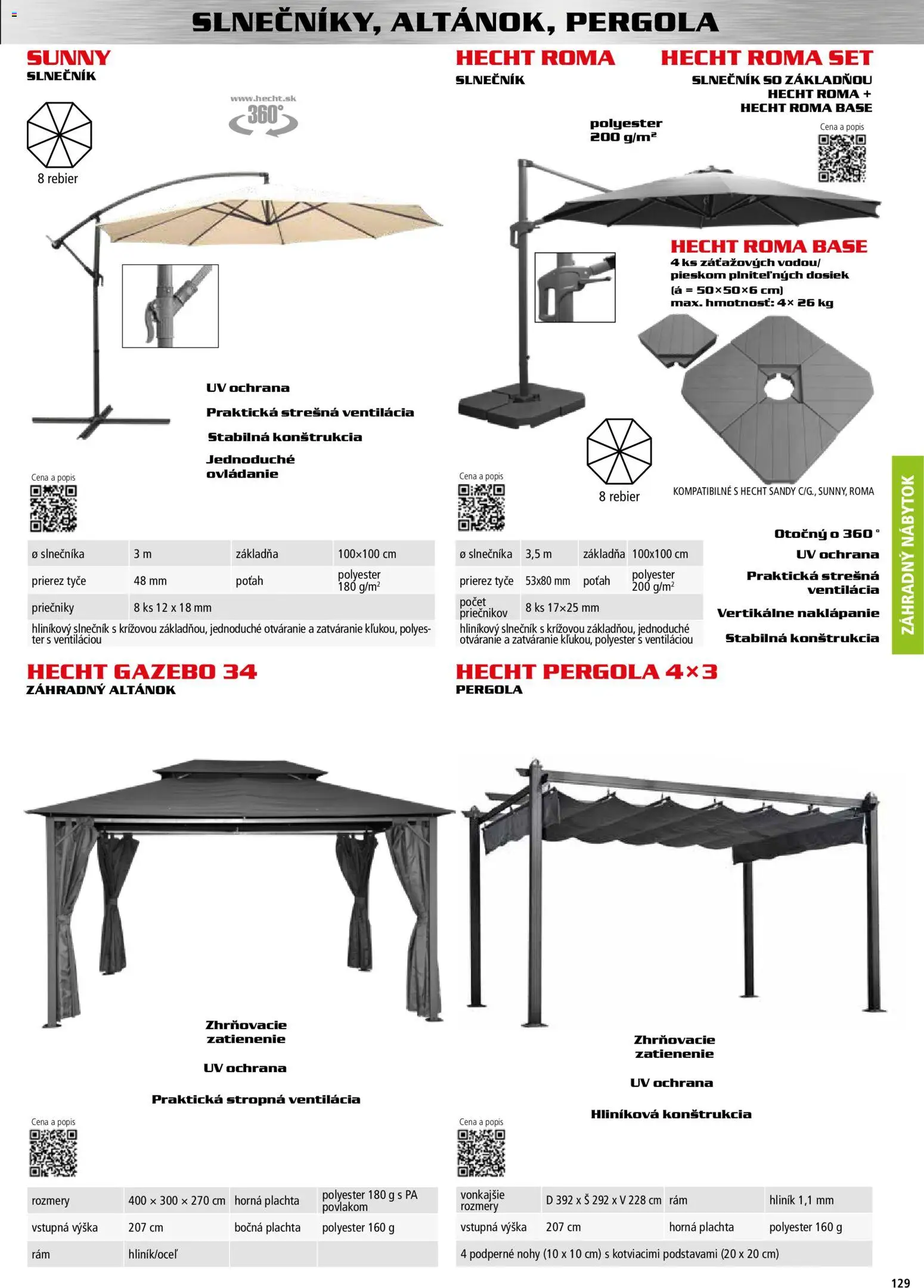 Nové Hecht akcie – leták je platný od 30.10.2025 | Strana: 129 | Produkty: Nábytok, Pergola, Plachta, Altánok